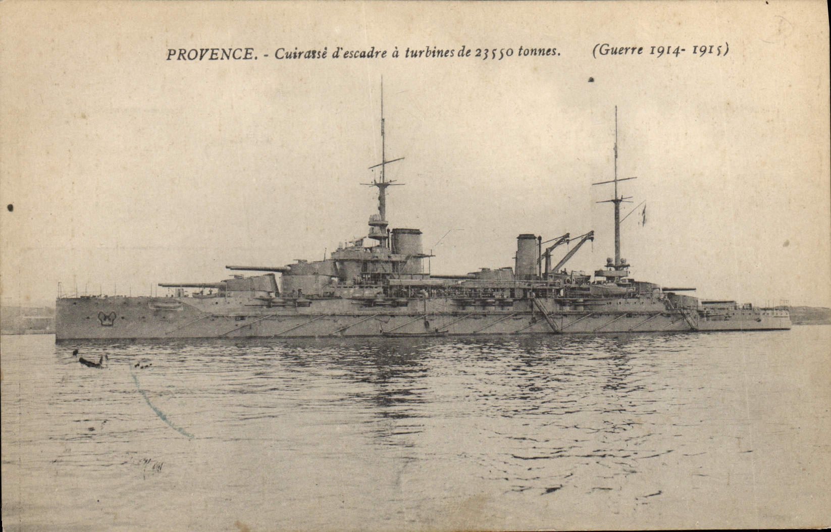 Vintage Postcard Warship Provence Cuirasse squadron has turbines