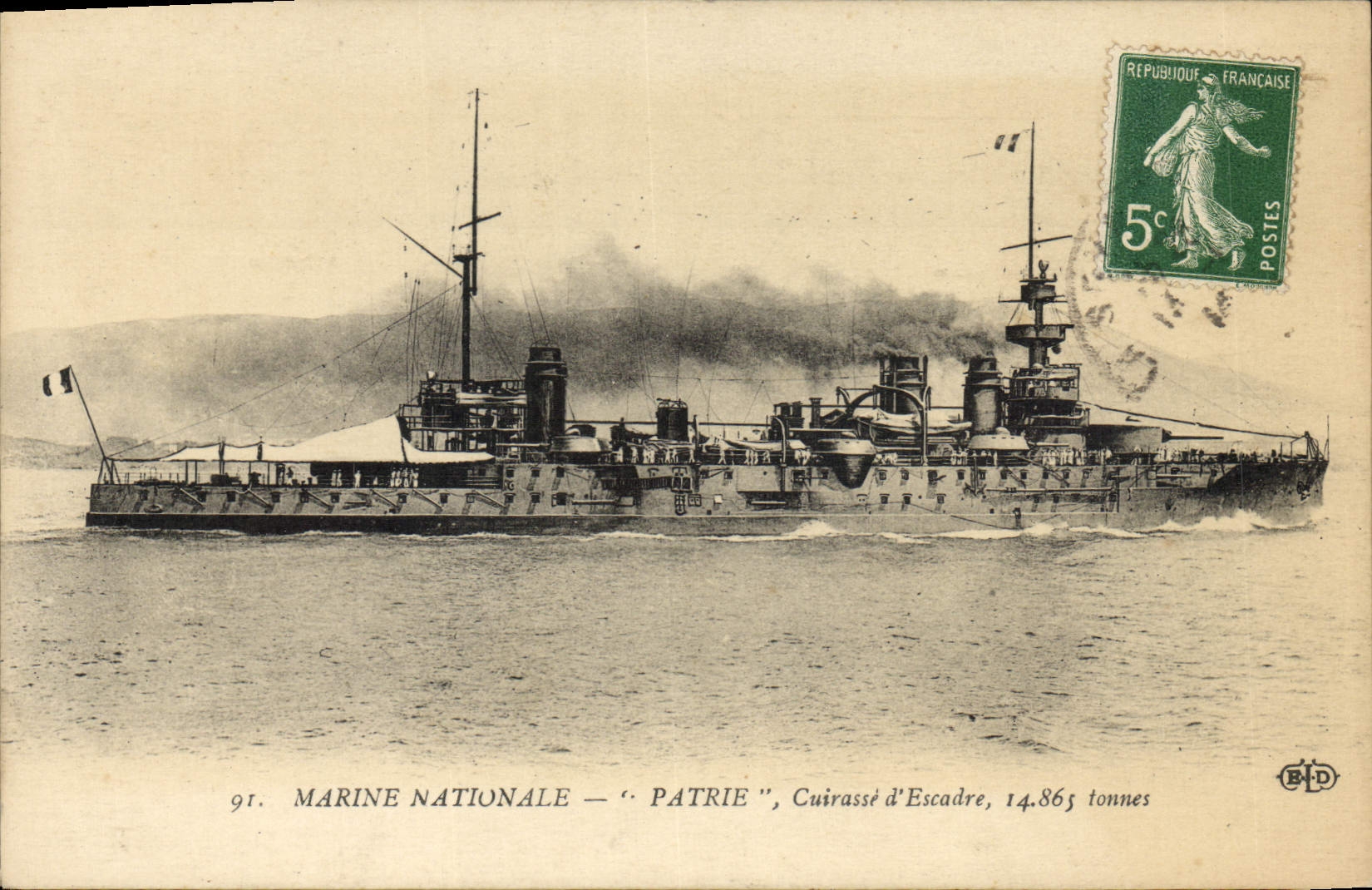 CPA Bateau de Guerre Patrie Cuirasse d'escadre