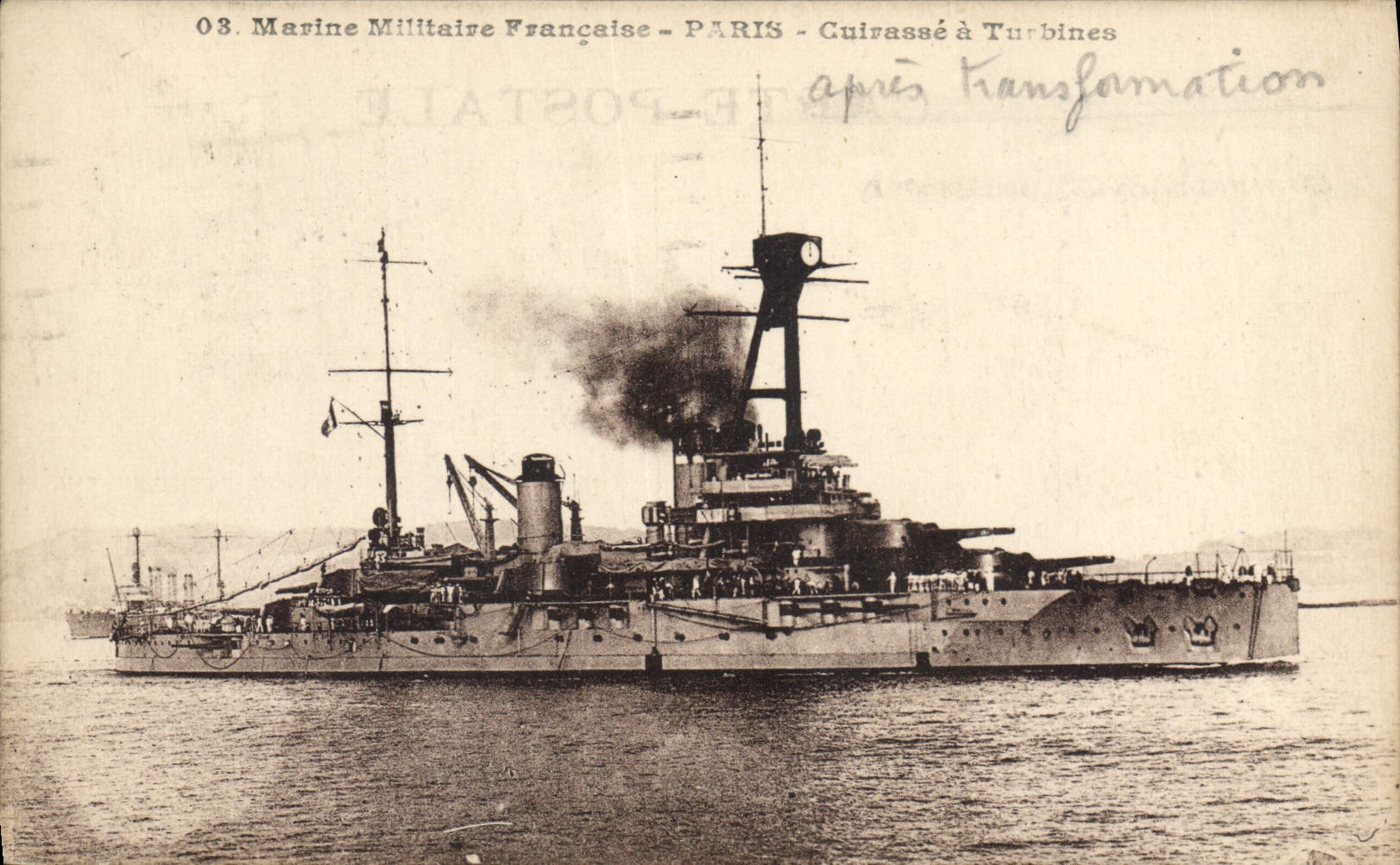 CPA Bateau de Guerre Paris Cuirasse a turbines