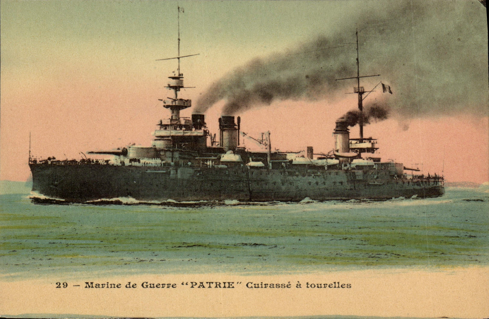 CPA Bateau de Guerre Patrie Cuirasse a tourelles