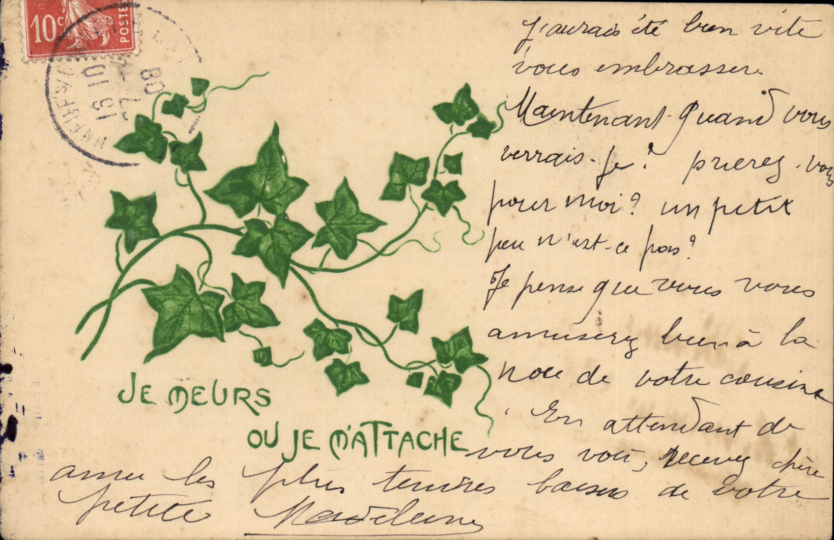 CPA Fantaisie Fleurs Je meurs ou je m'attache 