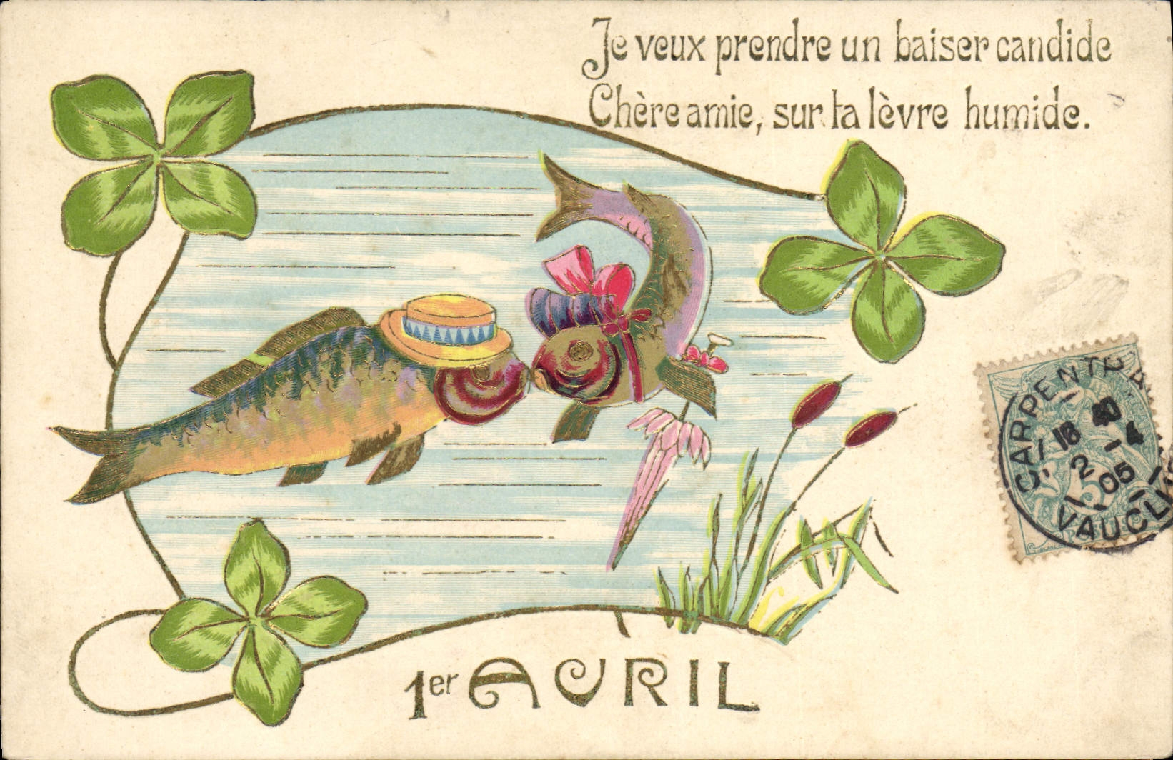CPA Fantaisie Fleurs Poissons 1er Avril 