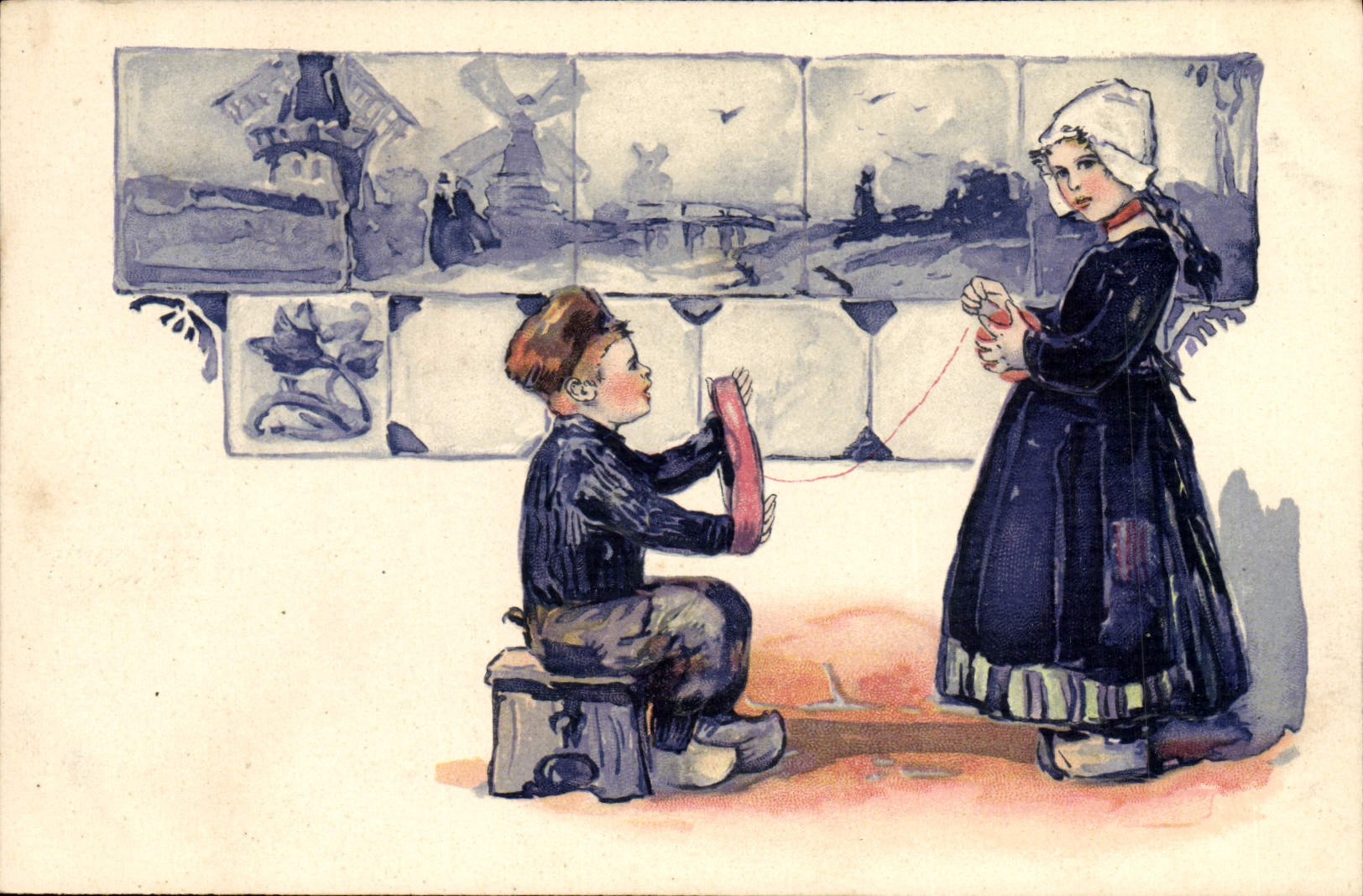 CPA Fantaisie Enfants Moulin a vent 