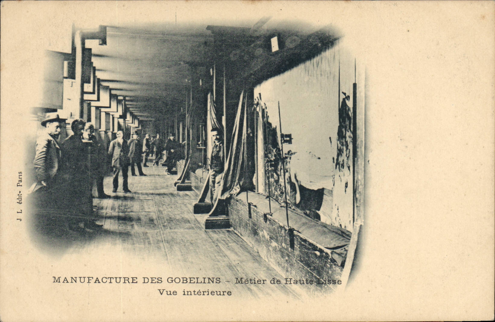 Vintage Postcard Manufactures Goblins Paris Metier of High Vue stringer interior SIGNAL