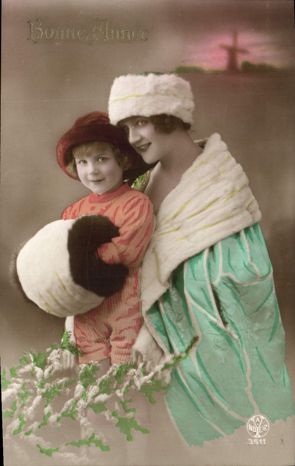 CPA Fantaisie Femme Fourrure Enfant 