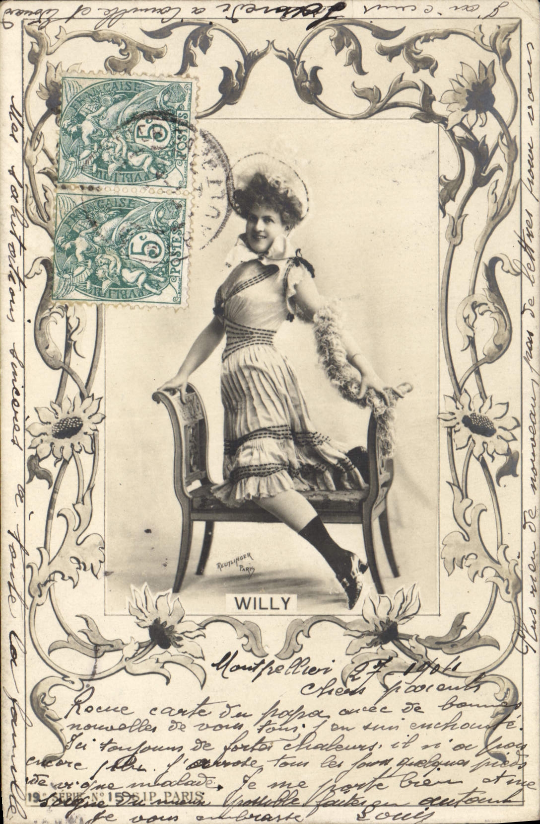 Vintage Postcard Willy Woman