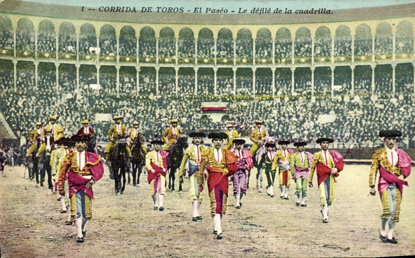 Postal Corrida Corrida de toros EL paseo el desfile del cuadrilla