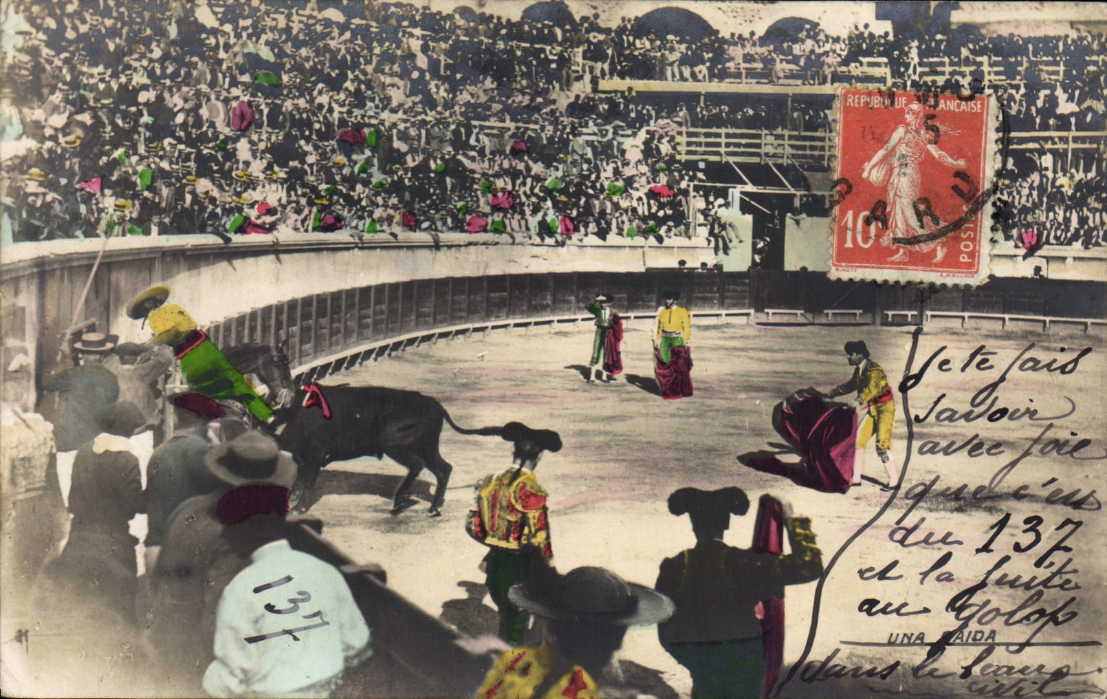 Postal Corrida Corrida de toros un caida