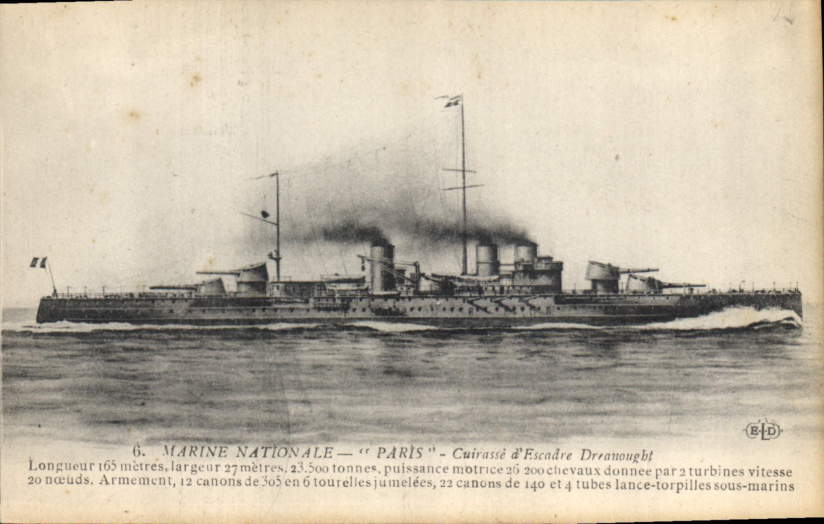 Vintage Postcard Warship Paris Armours squadron