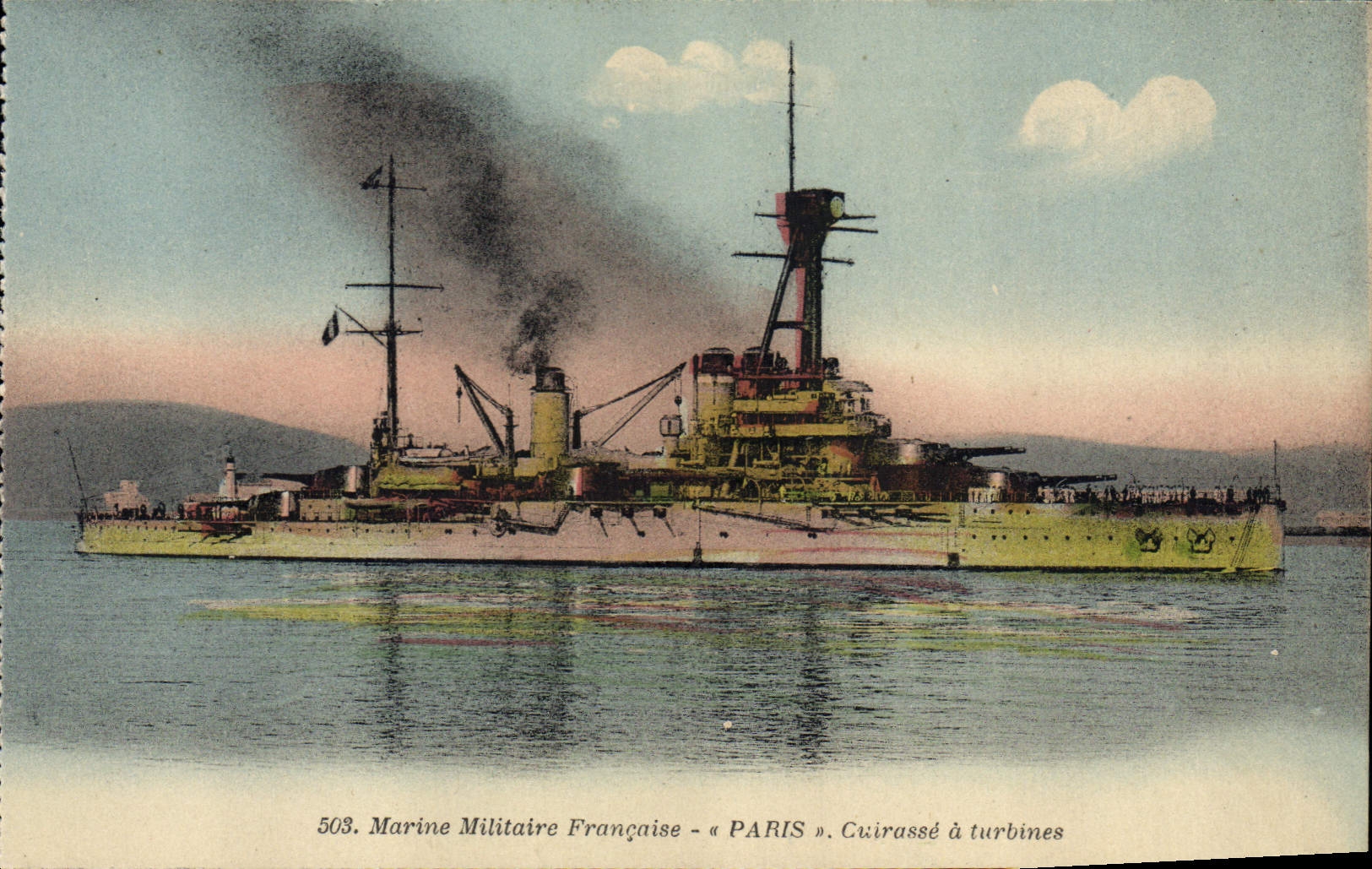 CPA Bateau de Guerre Paris Cuirasse a turbines