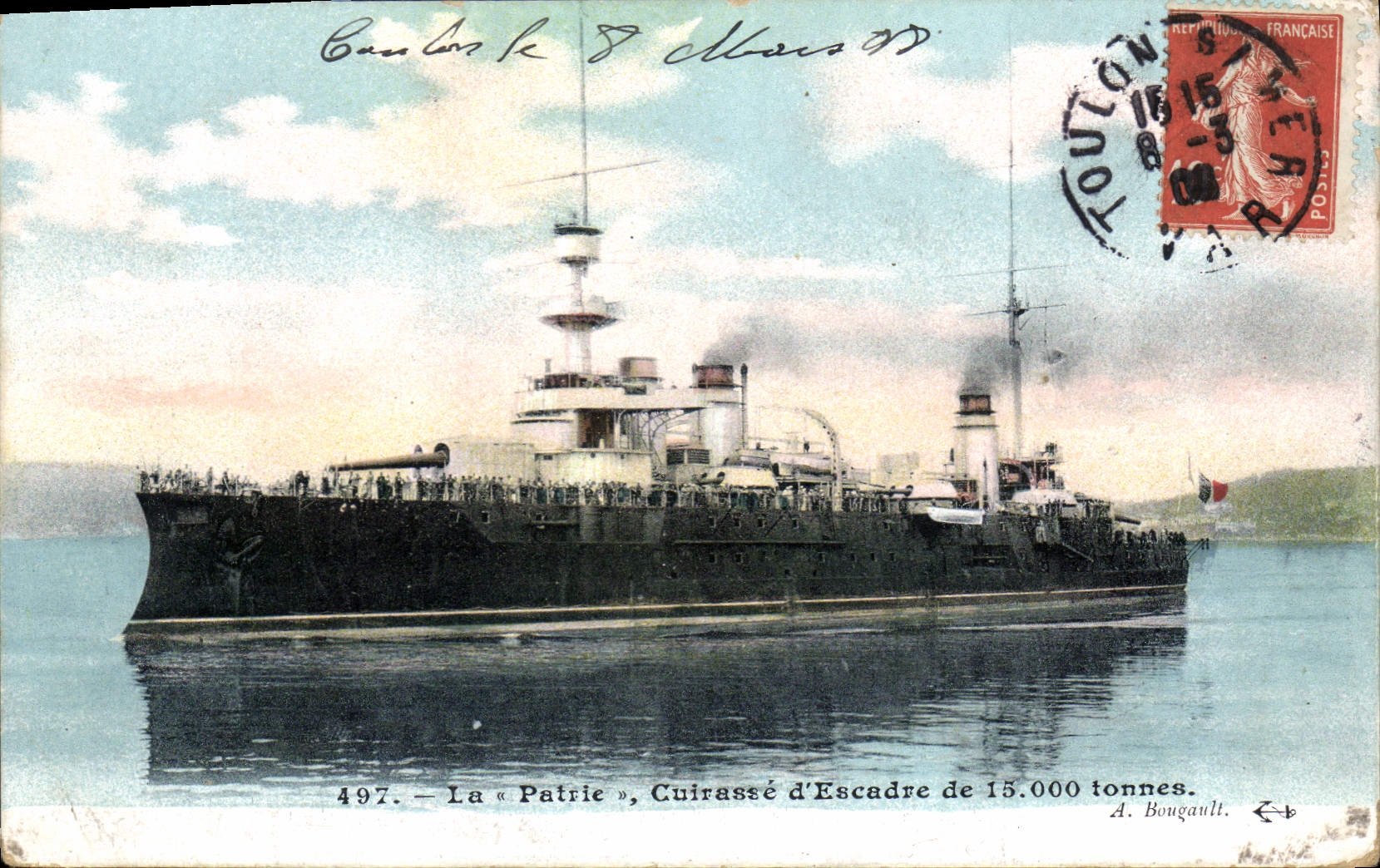 CPA Bateau de Guerre La Patrie Cuirasse d'escadre 