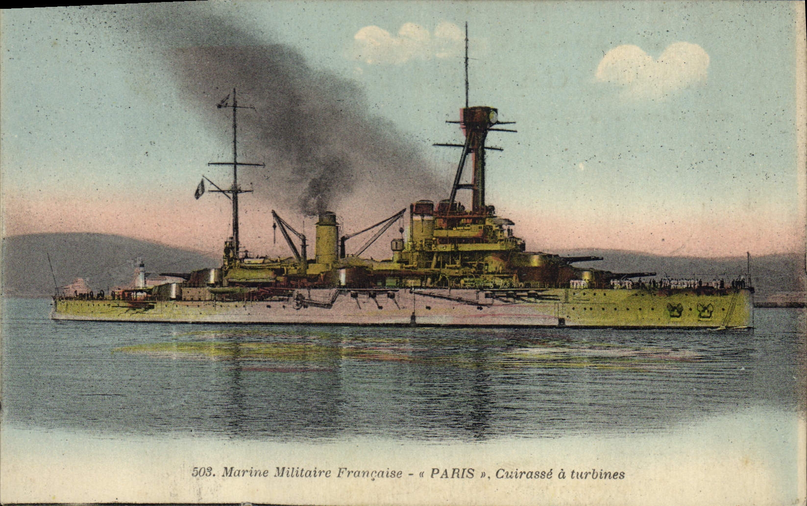 CPA Bateau de Guerre Paris Cuirasse a turbines