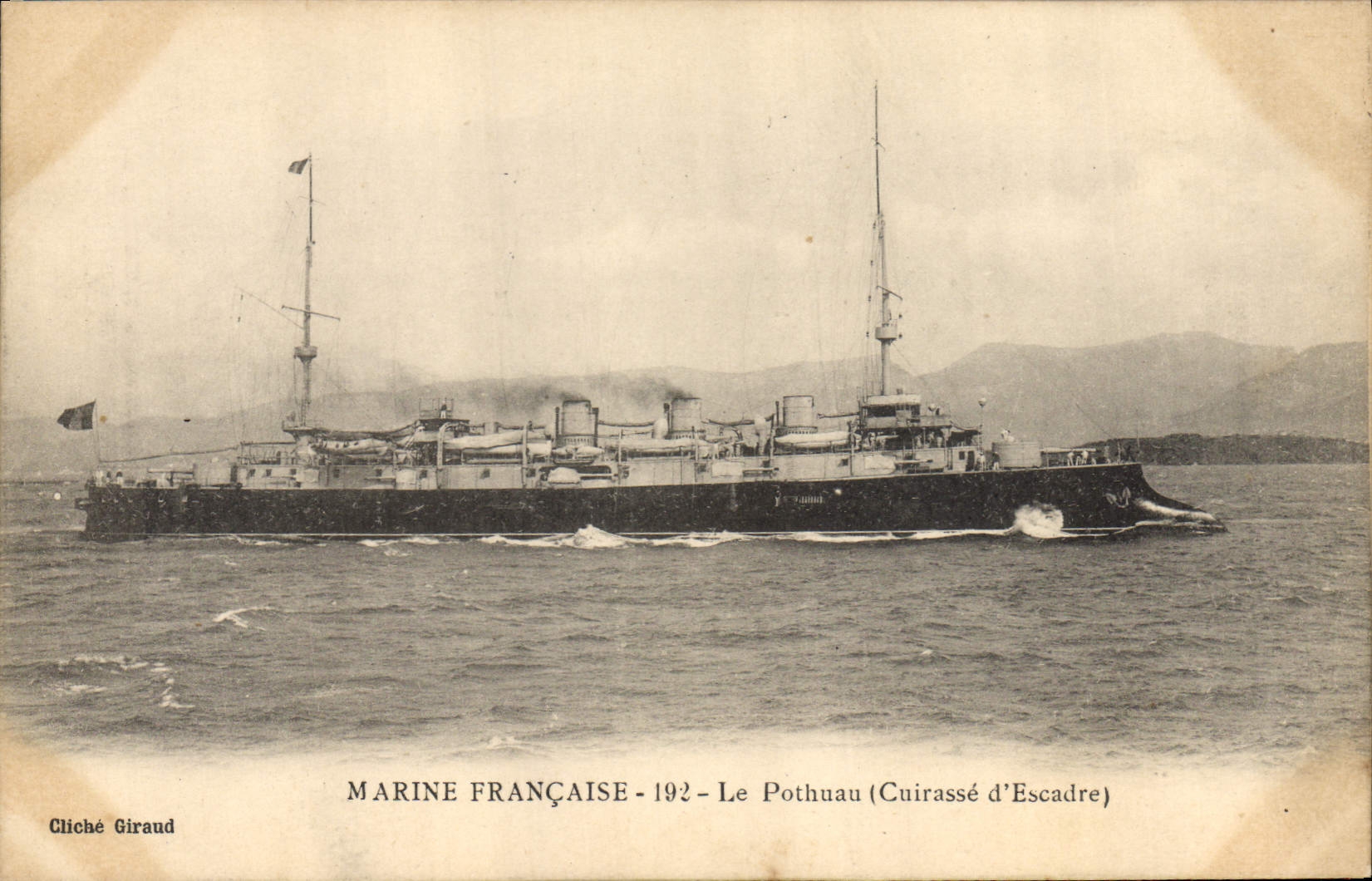 Vintage Postcard Warship Pothuau Armours squadron