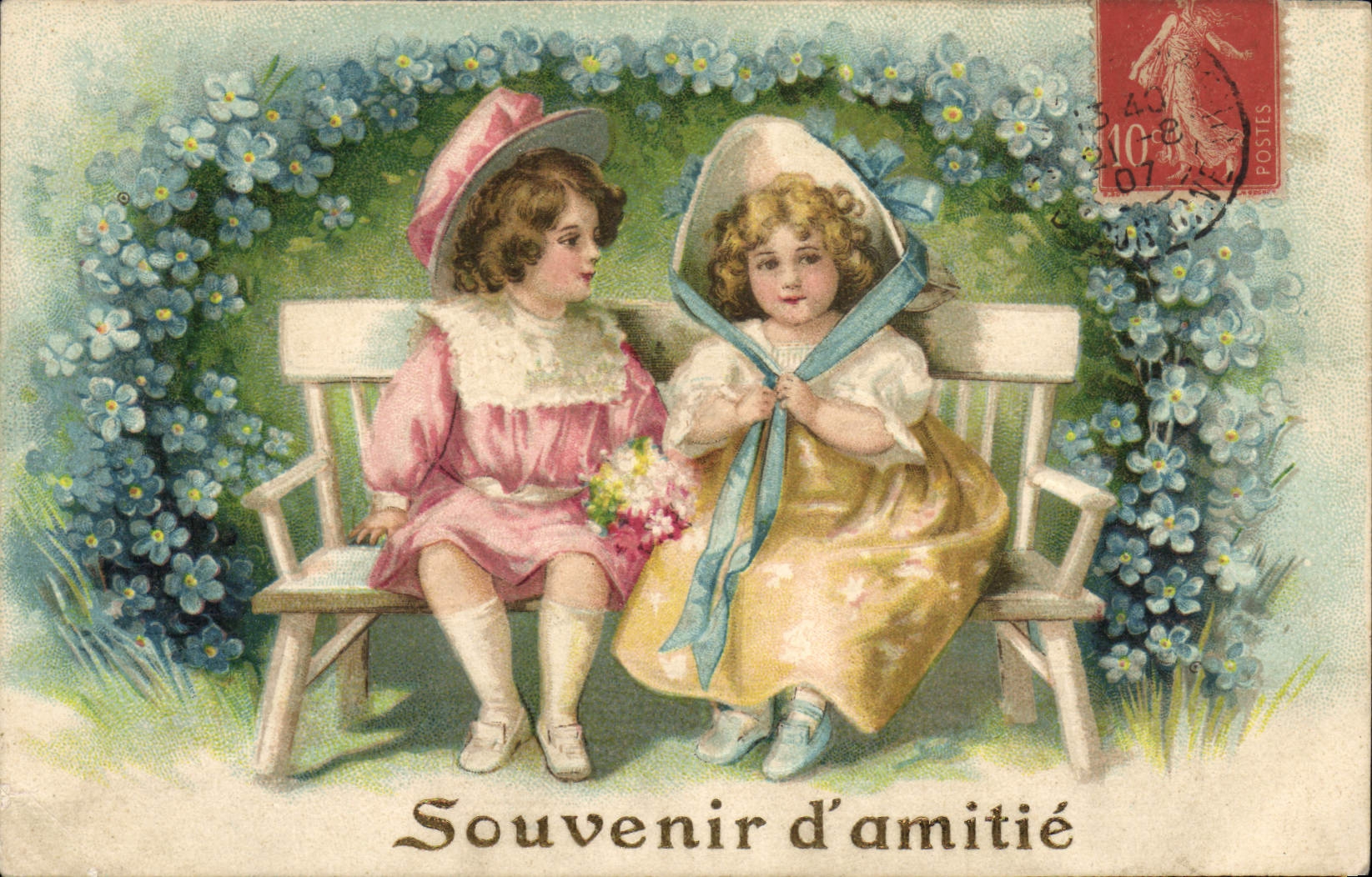 CPA Fantaisie Fleurs Enfants