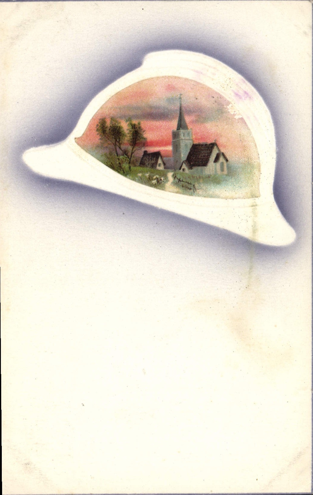 Vintage Postcard Fantaisie Coughs up Militaria Paysage