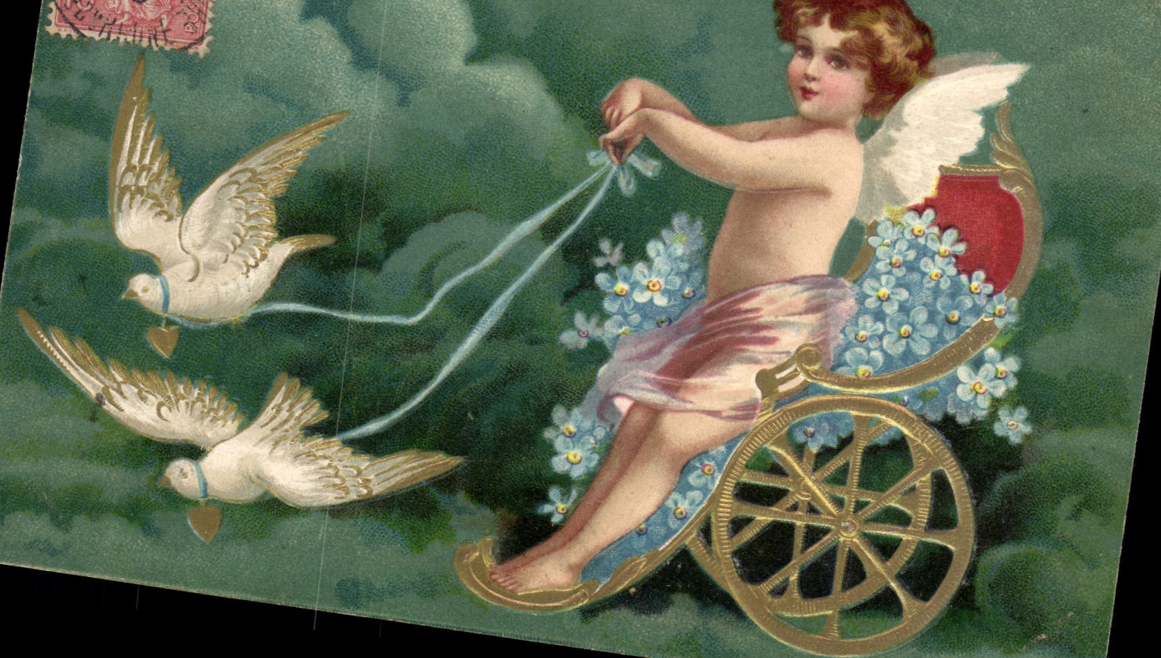 CPA Fantaisie Fleurs Ange Colombes