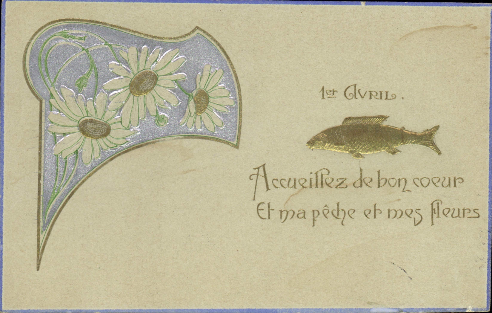 CPA Fantaisie Fleurs Poisson 1er Avril Paques
