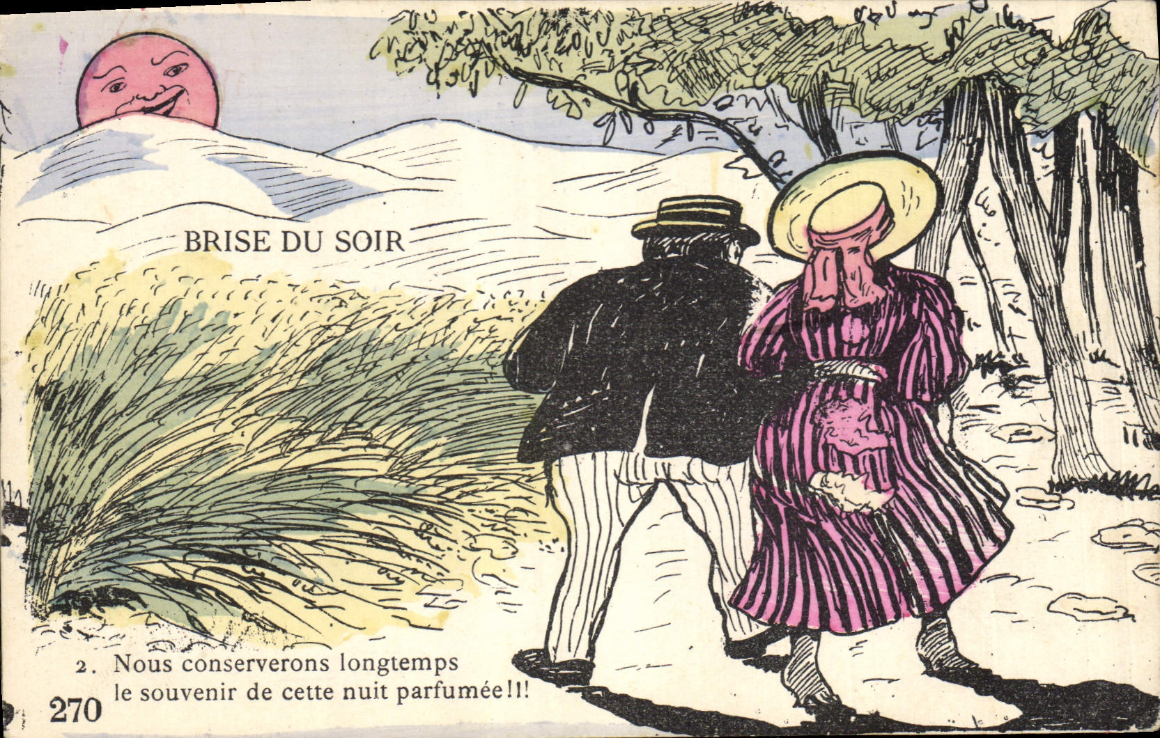 Vintage Postcard Fantaisie Illustrator Breaks evening