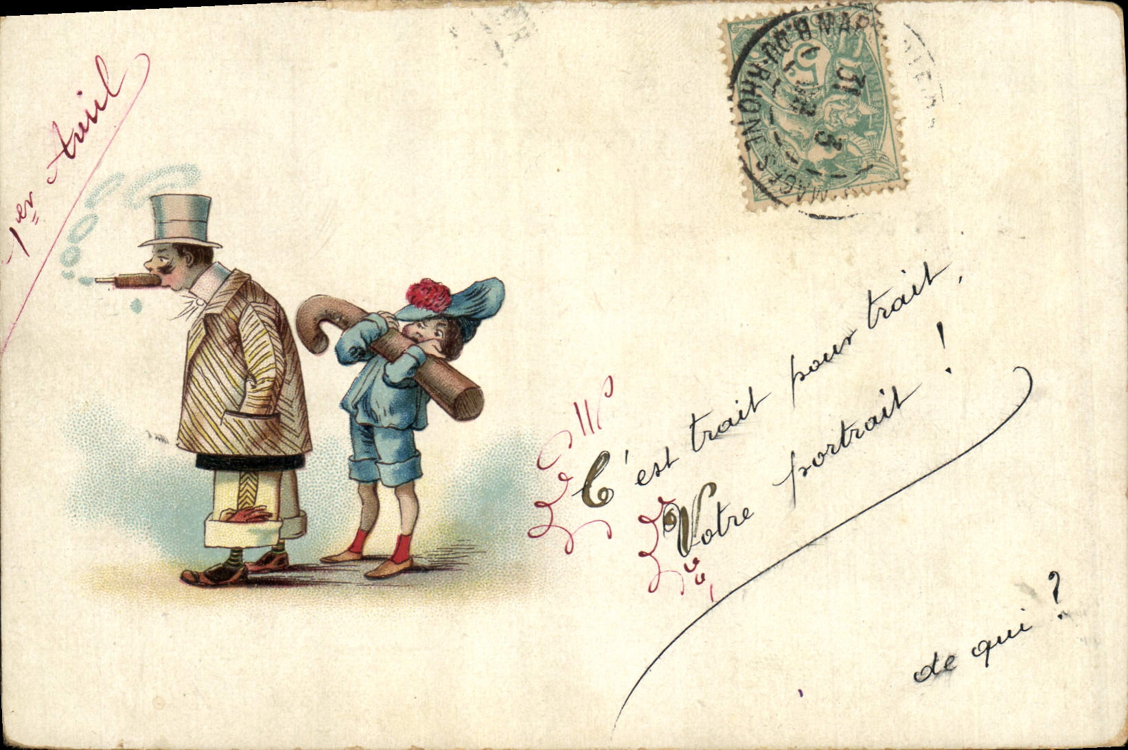 Vintage Postcard Fantasy Illustrator Children Cigar