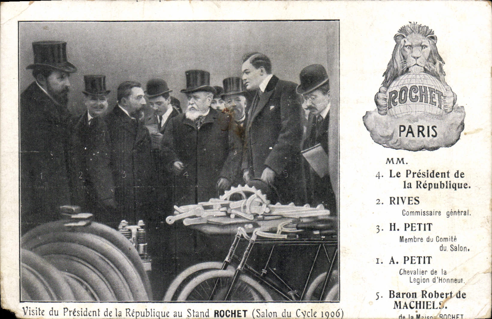 Vintage Postcard Visits of the President of the Republic to the stand Rochet Living room of the Cycle 1906 Bicycle Lion