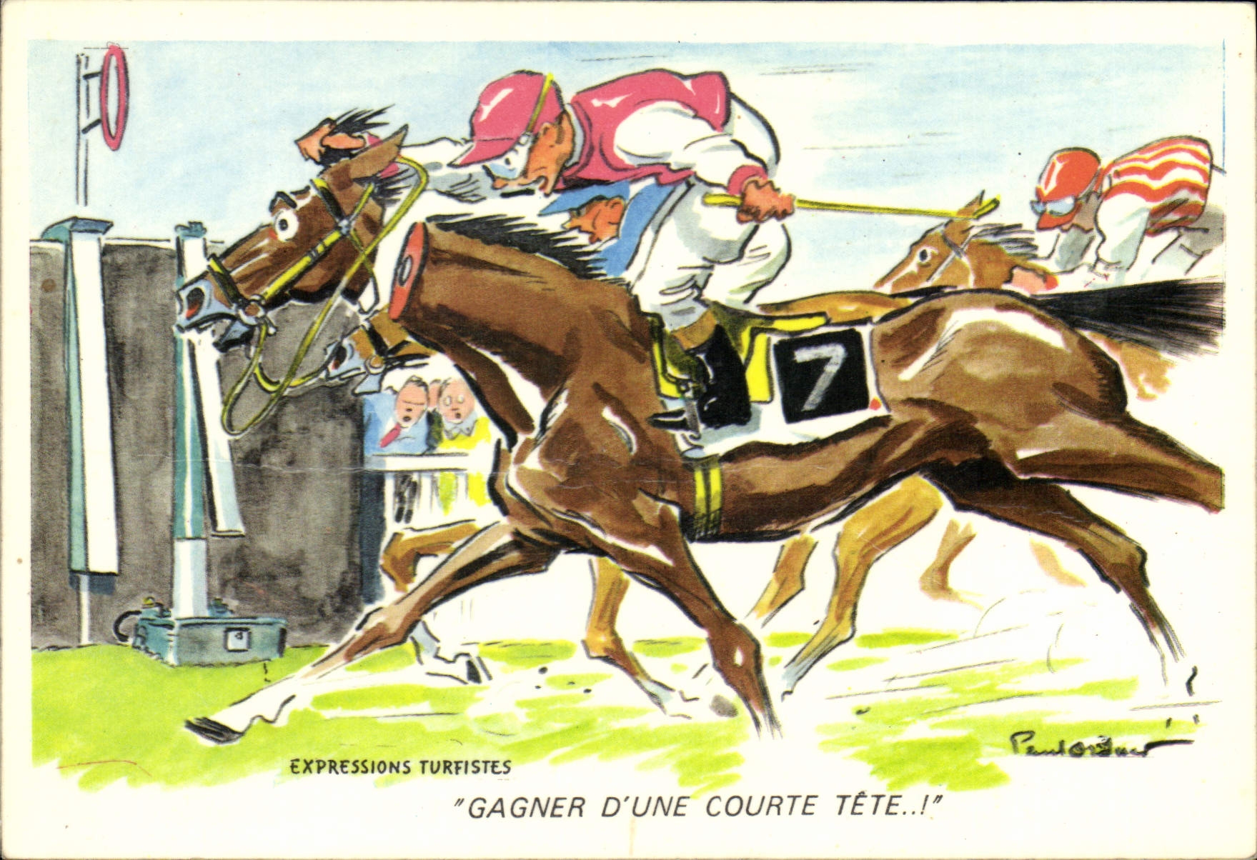 Modern Postcard Equestrian sports Horsemanship To gain of a short head! Expressions Racegoers