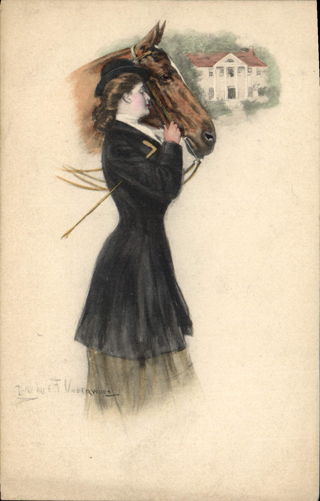 Postal Hípica Equitación Mujer