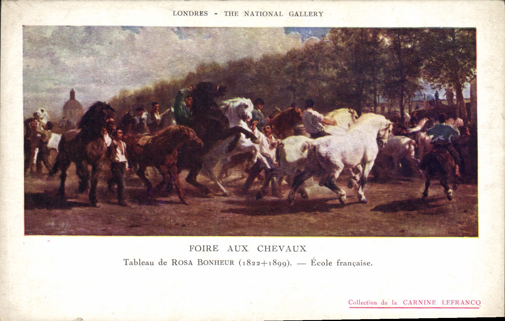 Postal Hípica Equitación Feria a los caballos Rosa Bonheur Londres National Gallery