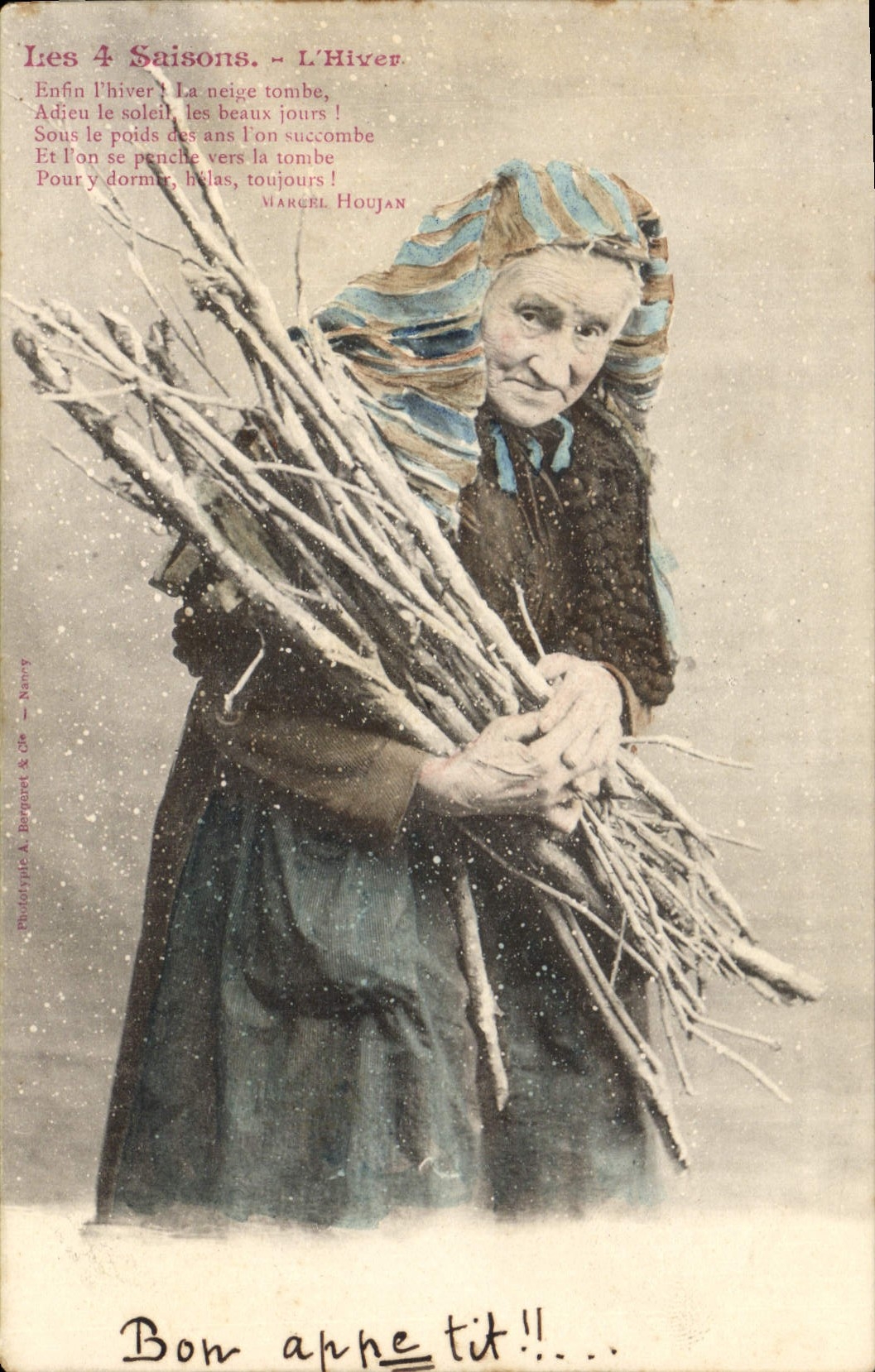 CPA Fantaisie Les 4 saisons L'hiver Femme 