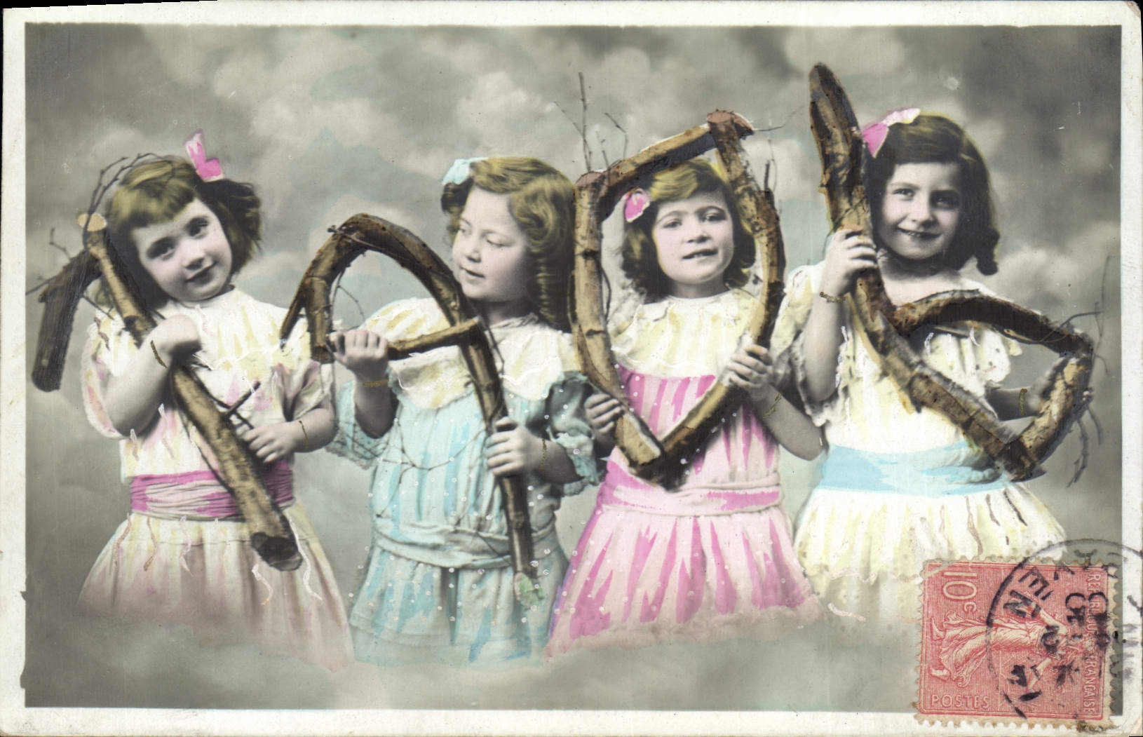 CPA Fantaisie Fleurs Annee 1906 Enfants 