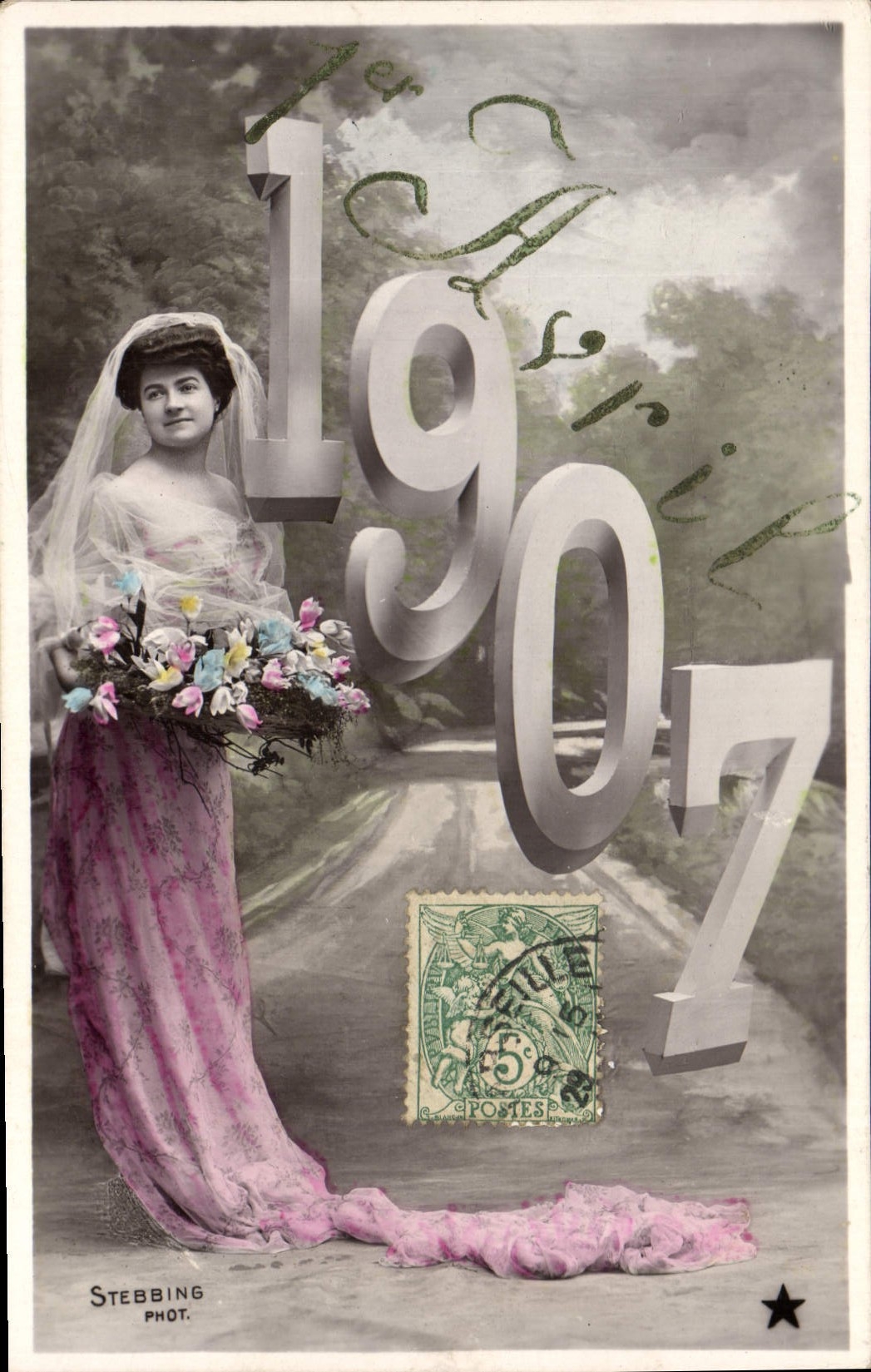 CPA Fantaisie Fleurs Annee 1907 Femme 
