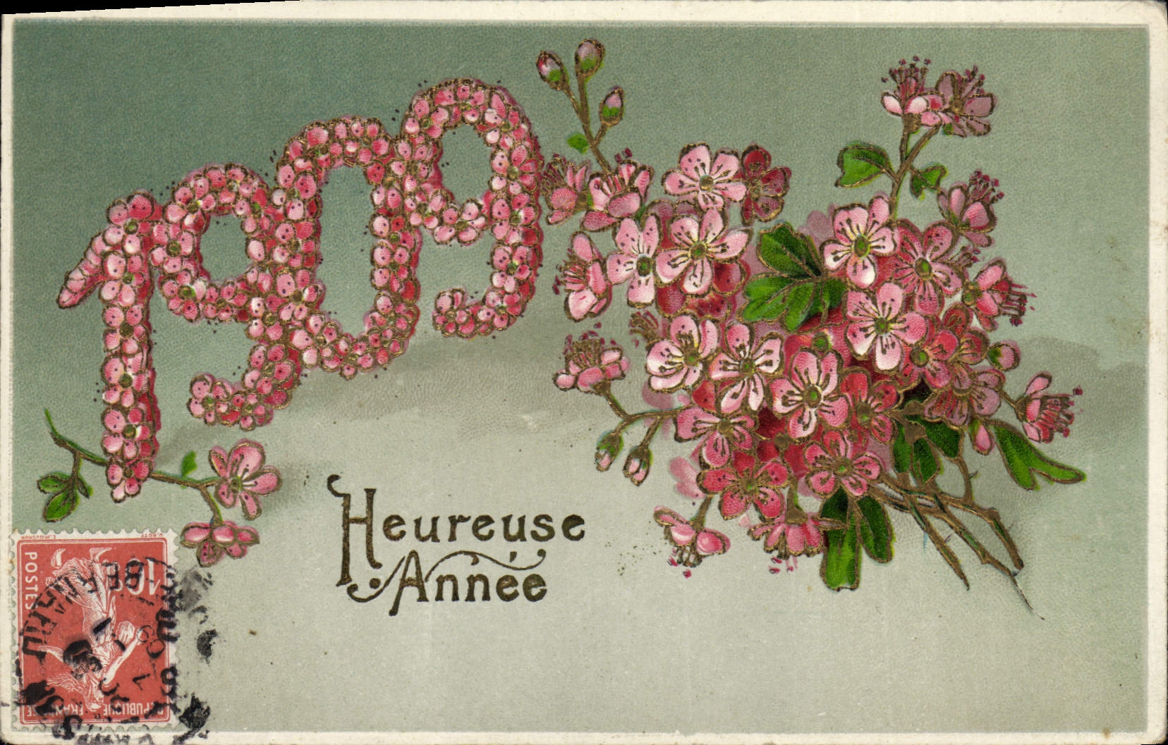CPA Fantaisie Fleurs Annee 1909 