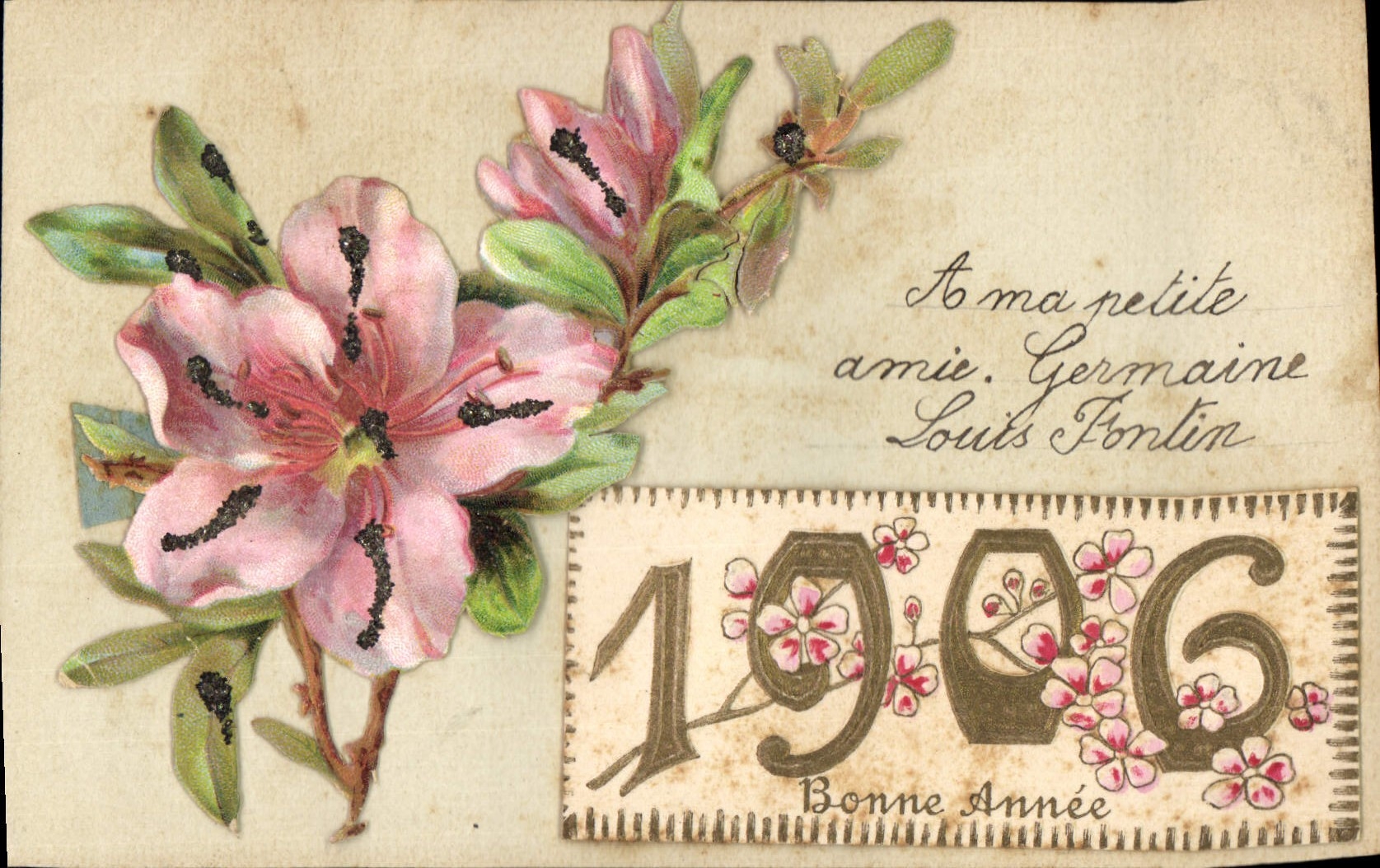 CPA Fantaisie Fleurs Annee 1906 