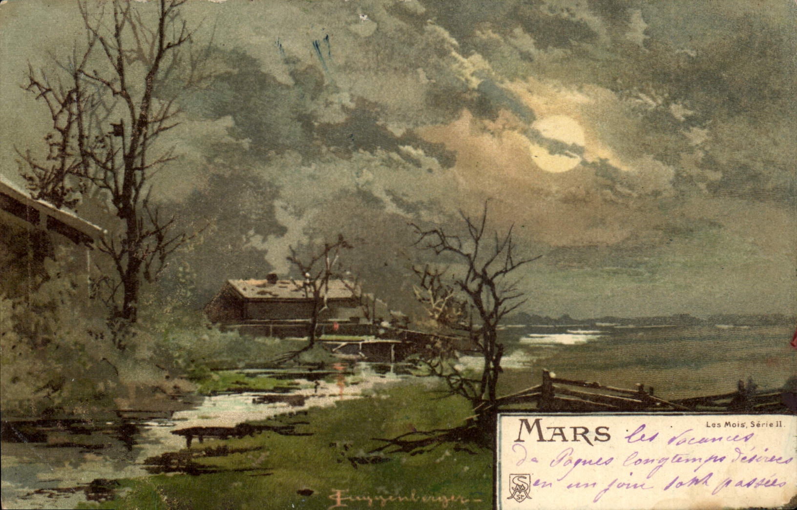 CPA Fantaisie Fleurs Mois Mars 