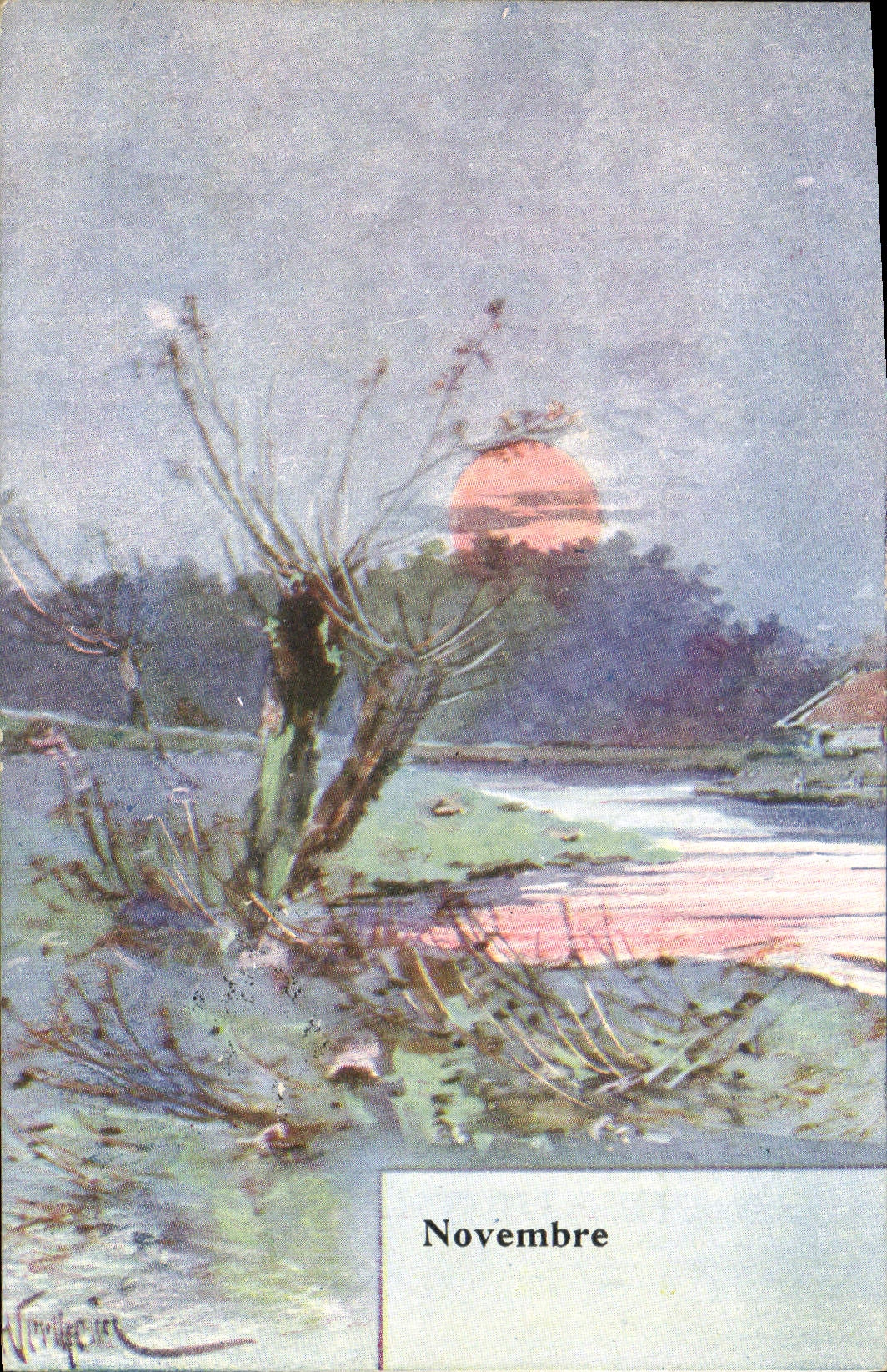 Vintage Postcard Fantasy Flowers Month November