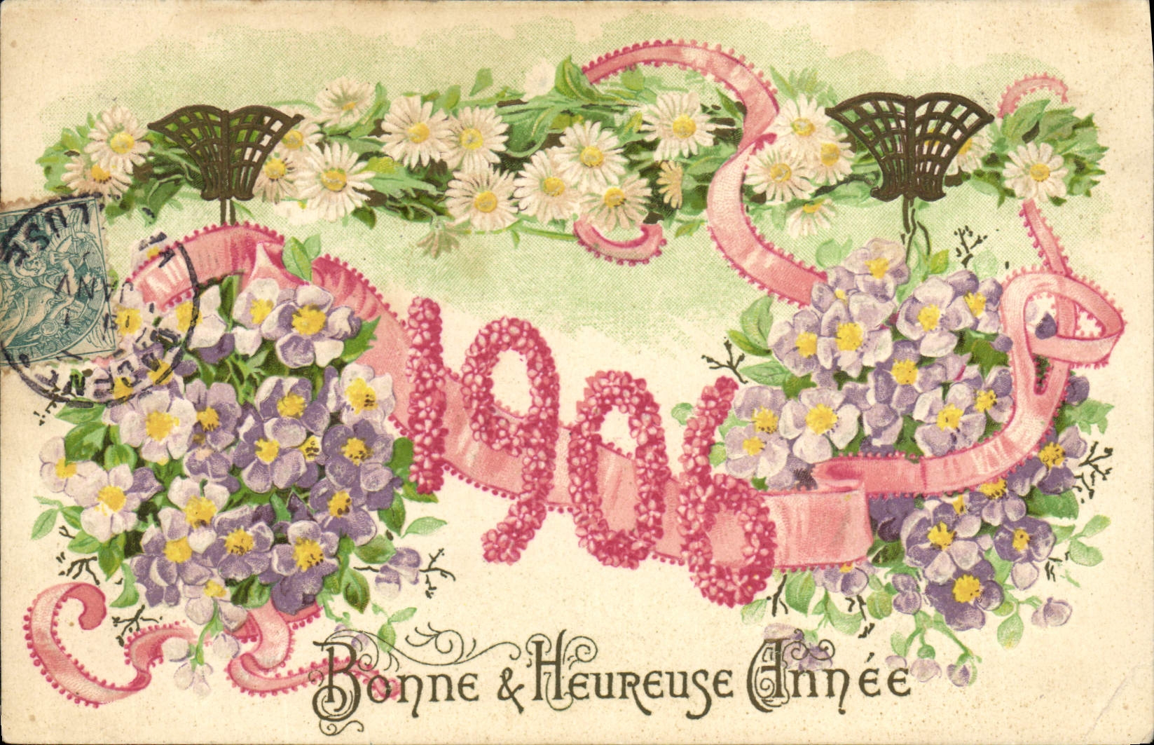 CPA Fantaisie Fleurs Annee 1906 