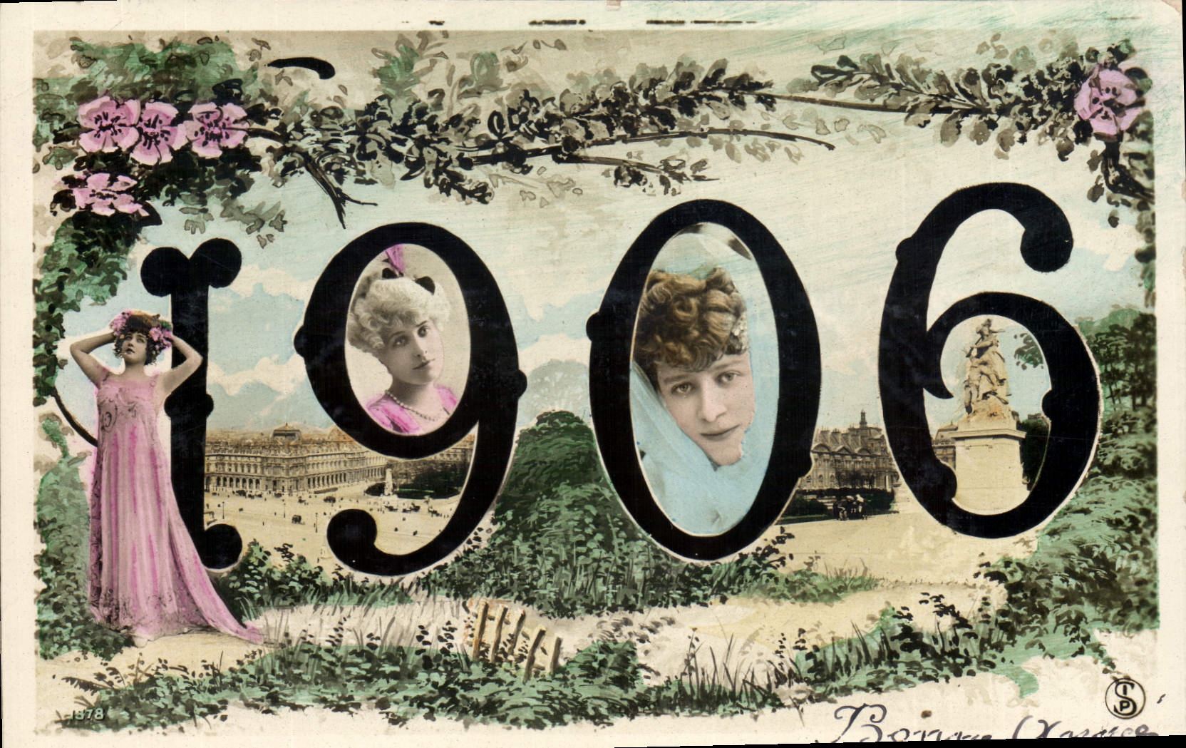 CPA Fantaisie Fleurs Annee 1906 Femme