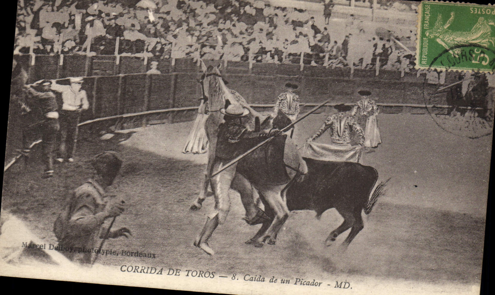 CPA Corrida Course de taureaux Caida de un picador