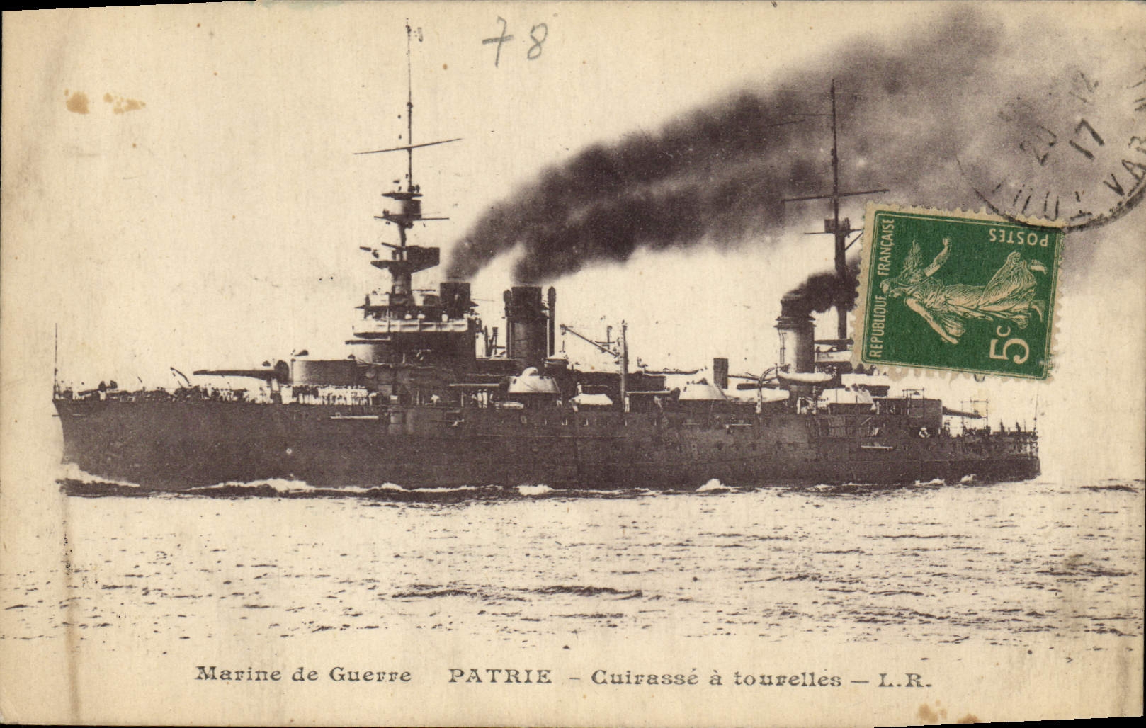 CPA Bateau de Guerre Patrie Cuirasse a tourelles 