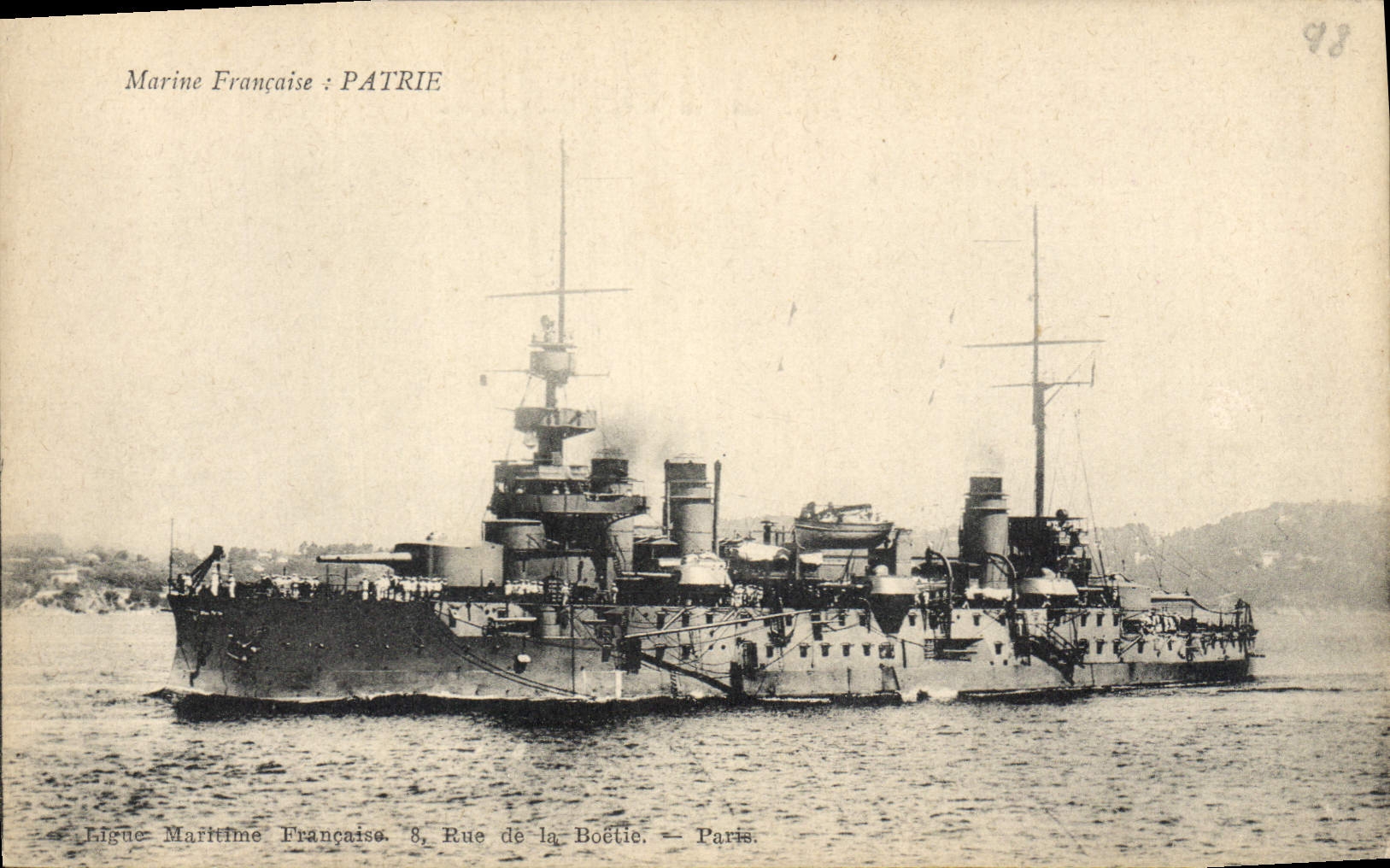CPA Bateau de Guerre Patrie 