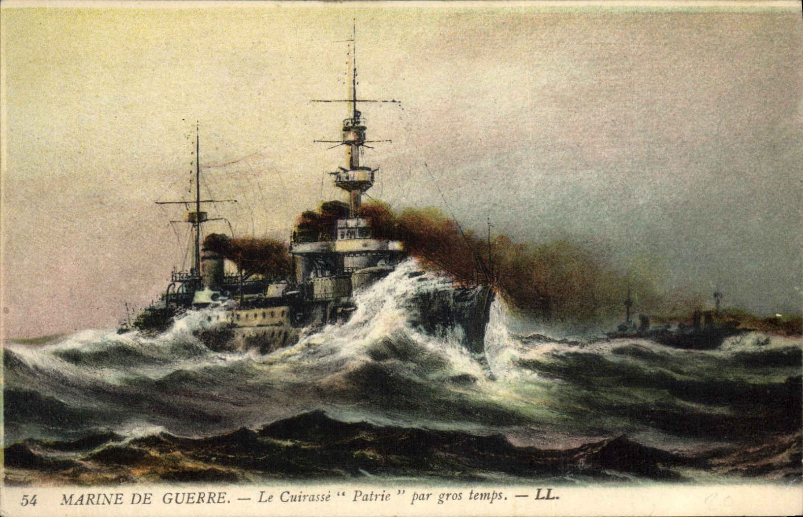 Vintage Postcard Warship armours It fatherland by heavy weather