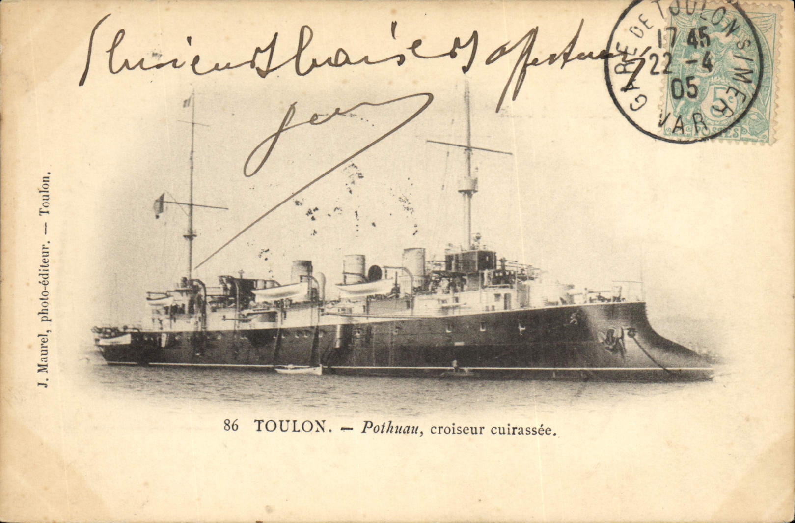 CPA Bateau de Guerre Toulon Pothuau Croiseur Cuirasse 