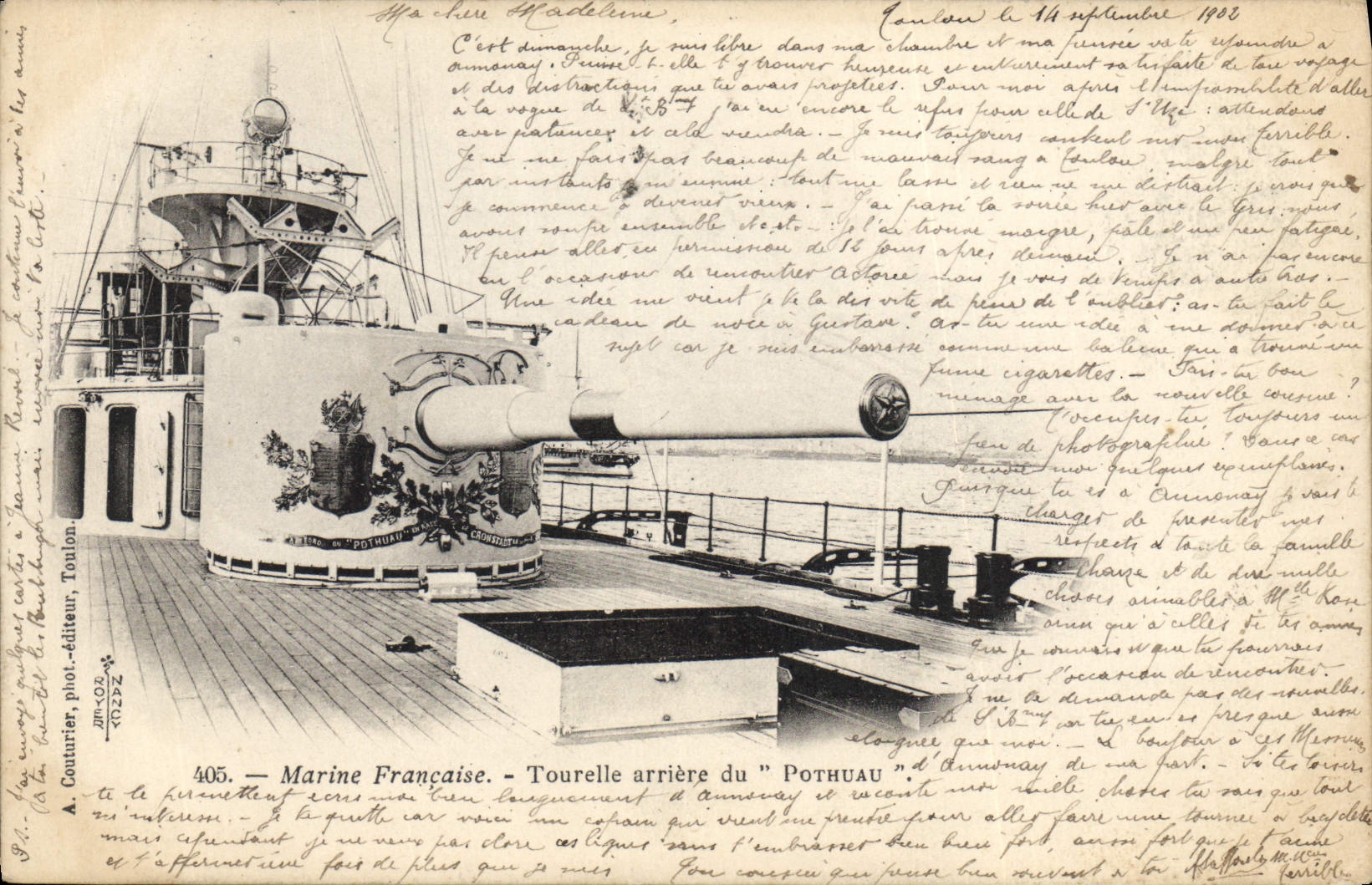 CPA Bateau de Guerre Tourelle arriere du Pothuau 
