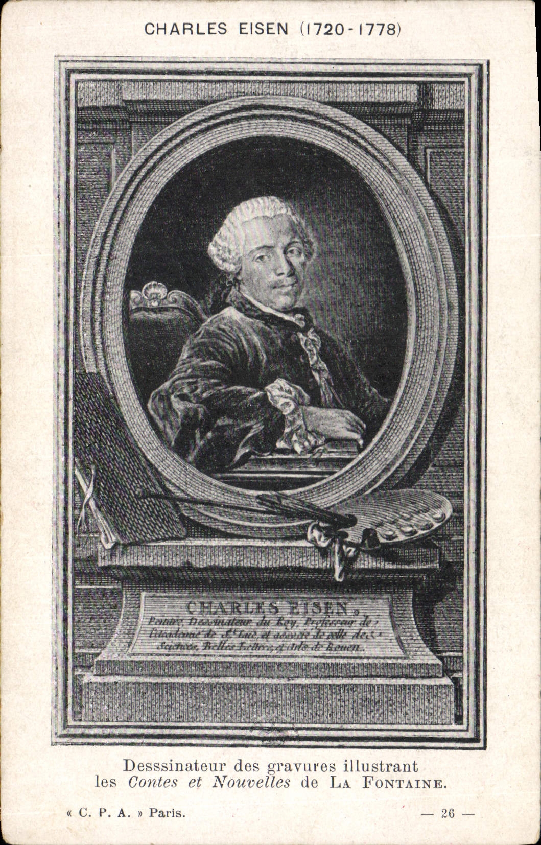 Vintage Postcard Charles Eisen Draftsman of engravings illustrating the Tales and News of the Fountain