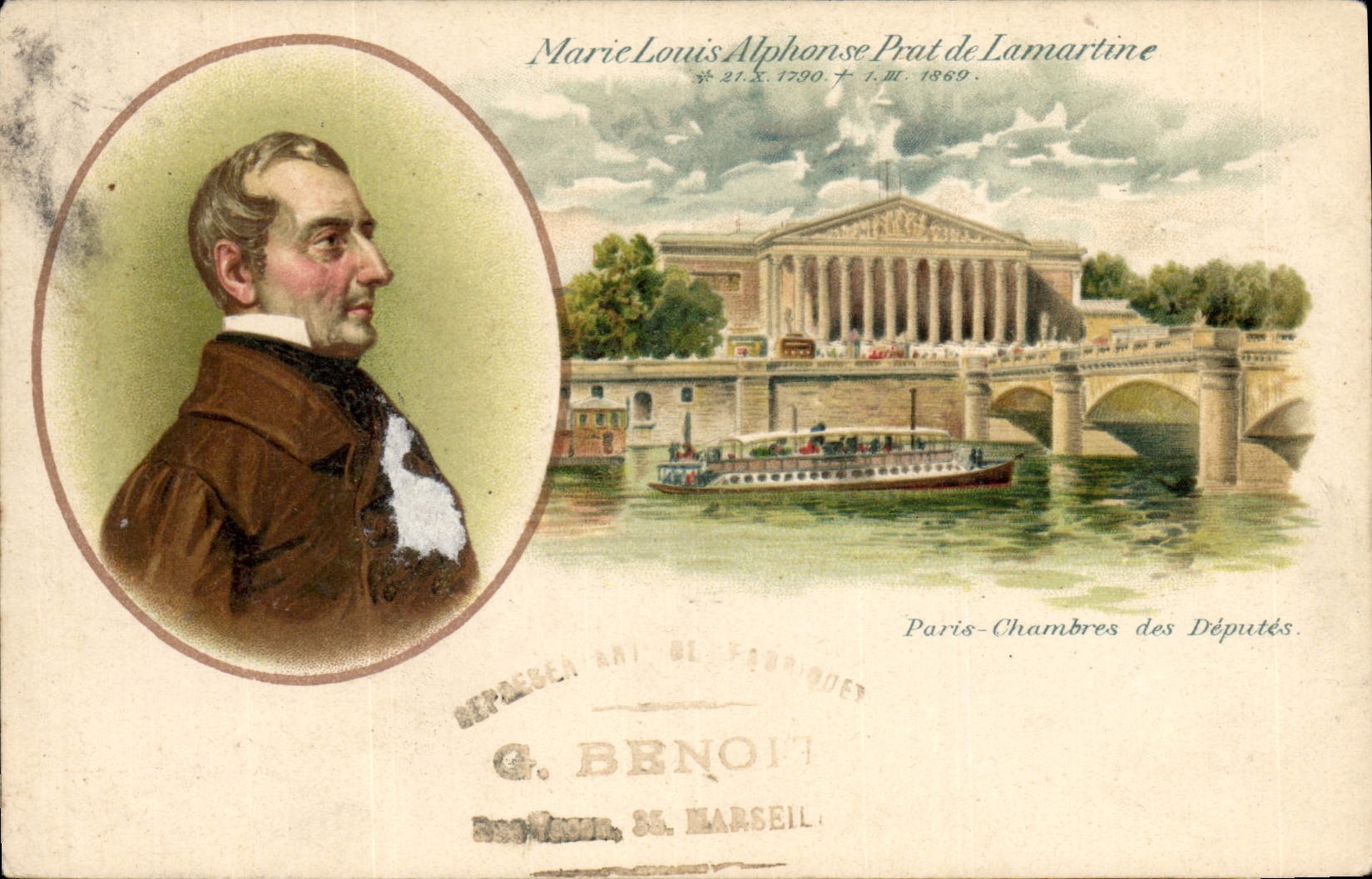 Vintage Postcard Marie Louis Alexandre Prat of Lamartine Paris Chamber of Deputies