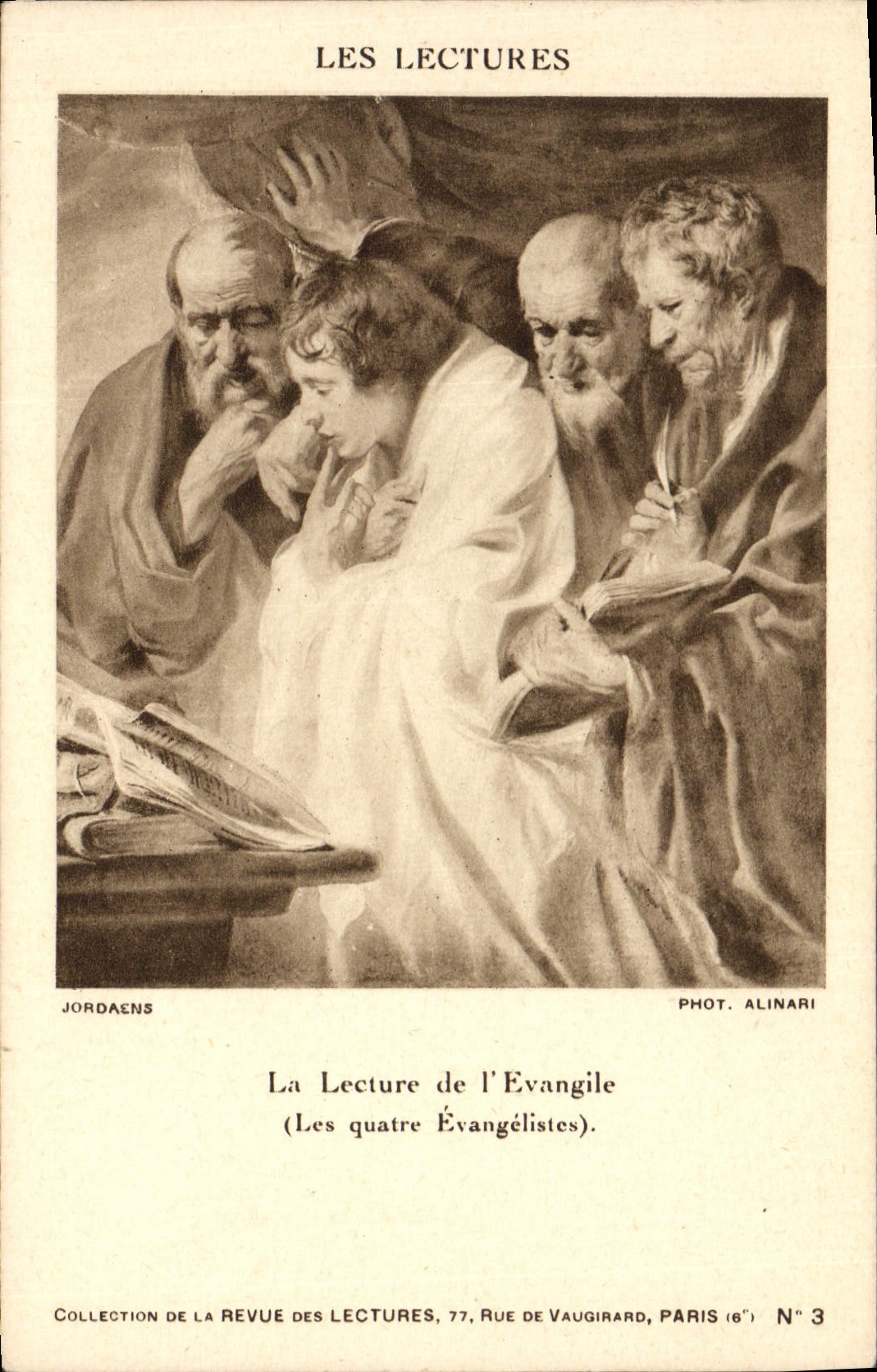 Postal las lecturas la lectura del Evangelio los Cuatro Evangelistas Jordaens
