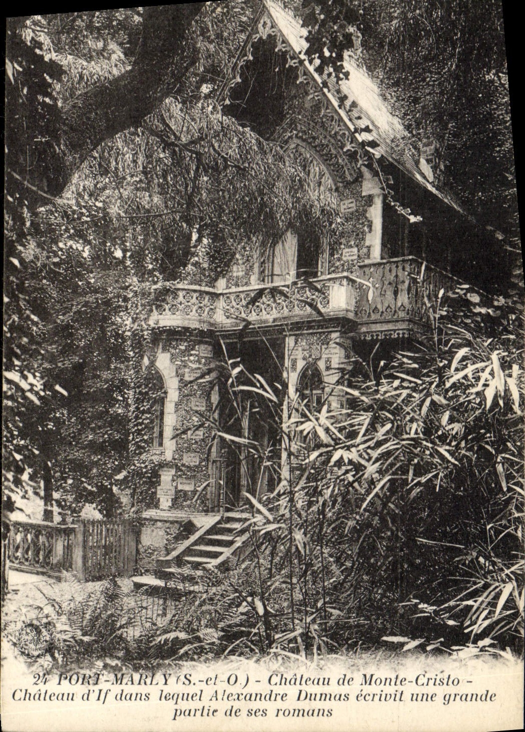 Vintage Postcard Port Marly Castle of Monte Cristo Castle of Yew in which Alexandre Dumas wrote most of his novels