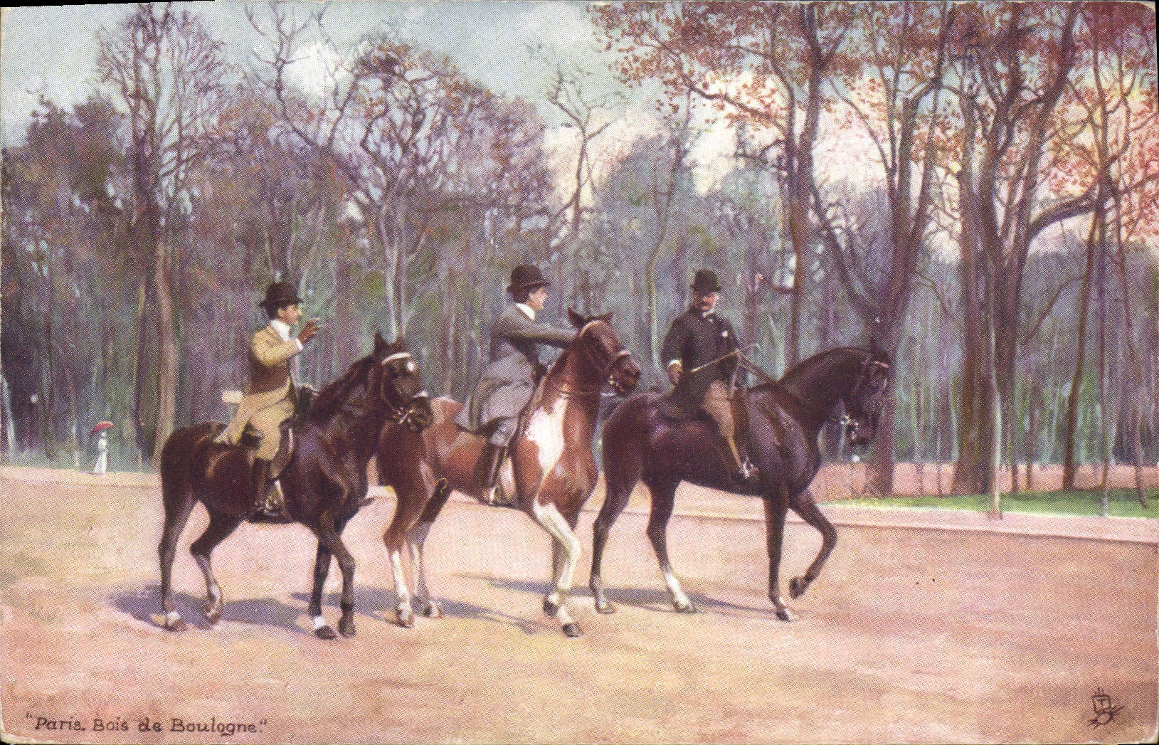 Postal Equitación Hípica Caballo París Bois de Boulogne