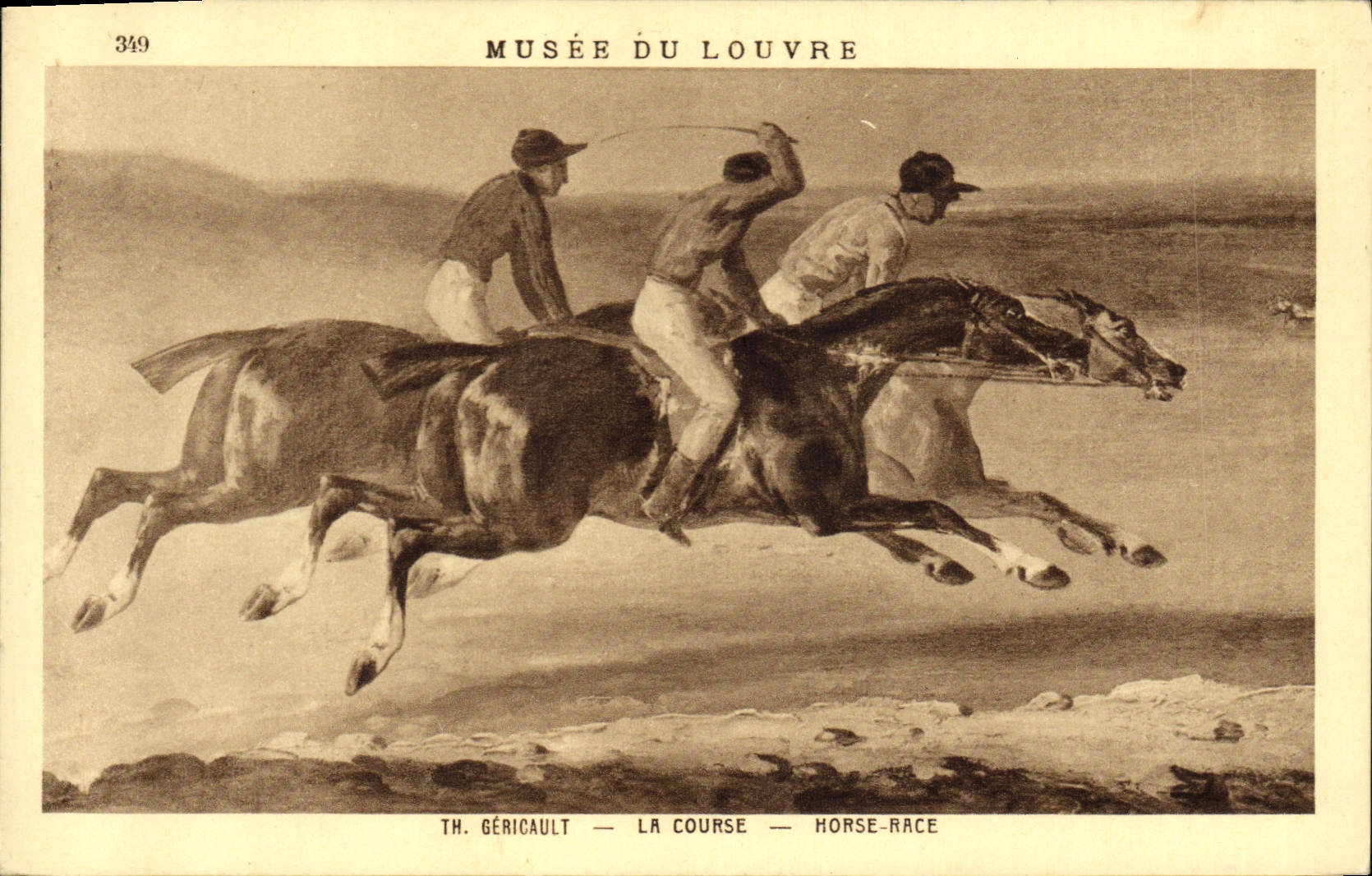 CPA Equitation Hippisme Cheval Paris Musee du Louvre Gericault La course