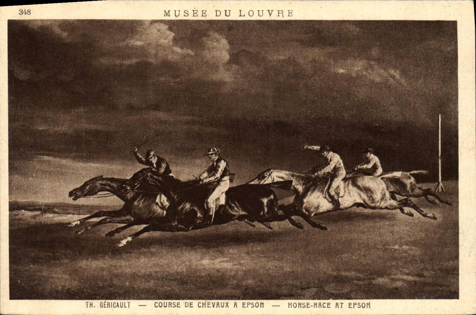 CPA Equitation Hippisme Cheval Paris Musee du Louvre Gericault Course de chevaux a Epsom 