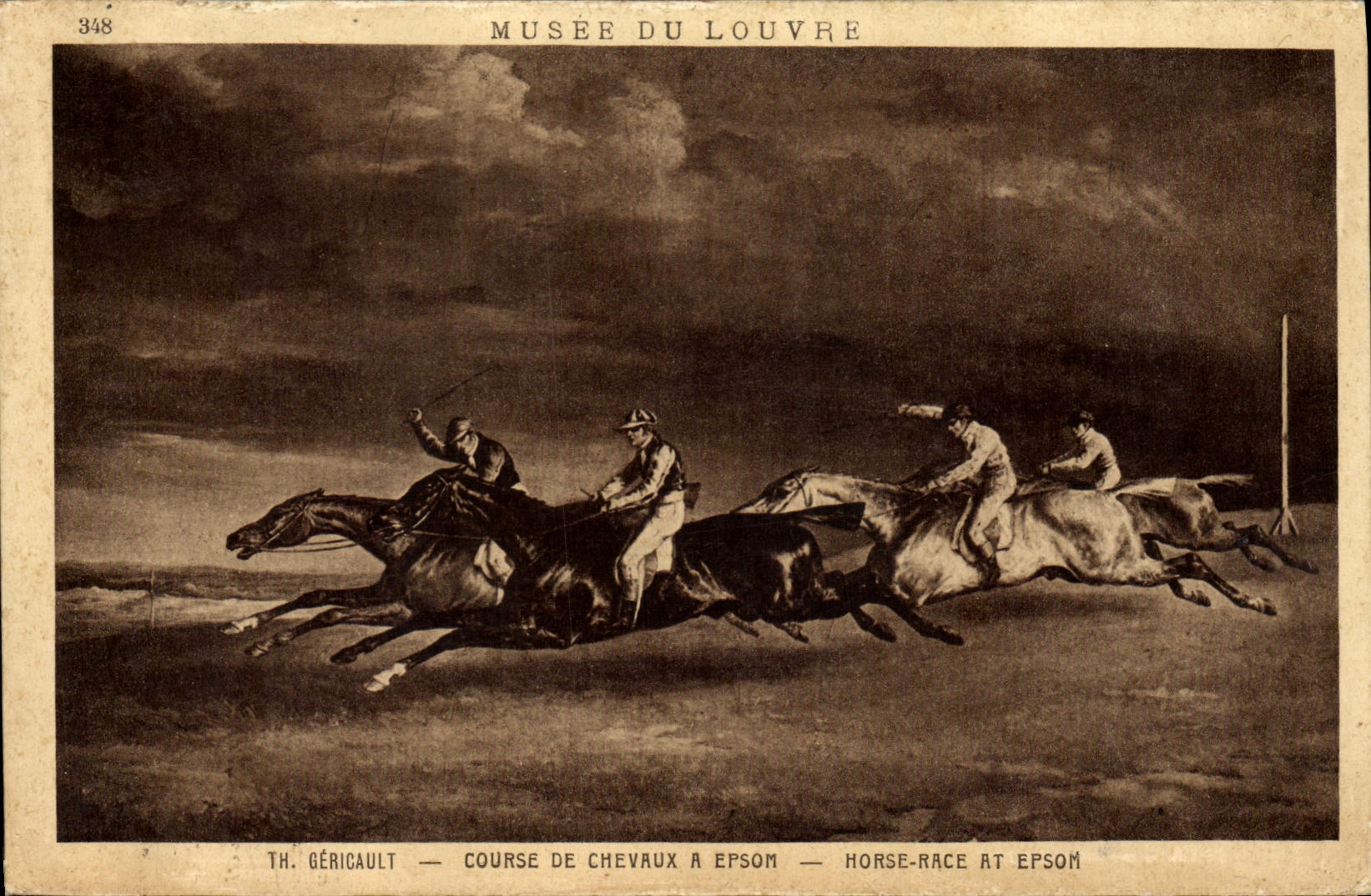 CPA Equitation Hippisme Cheval Paris Musee du Louvre Gericault Course de chevaux a Epsom